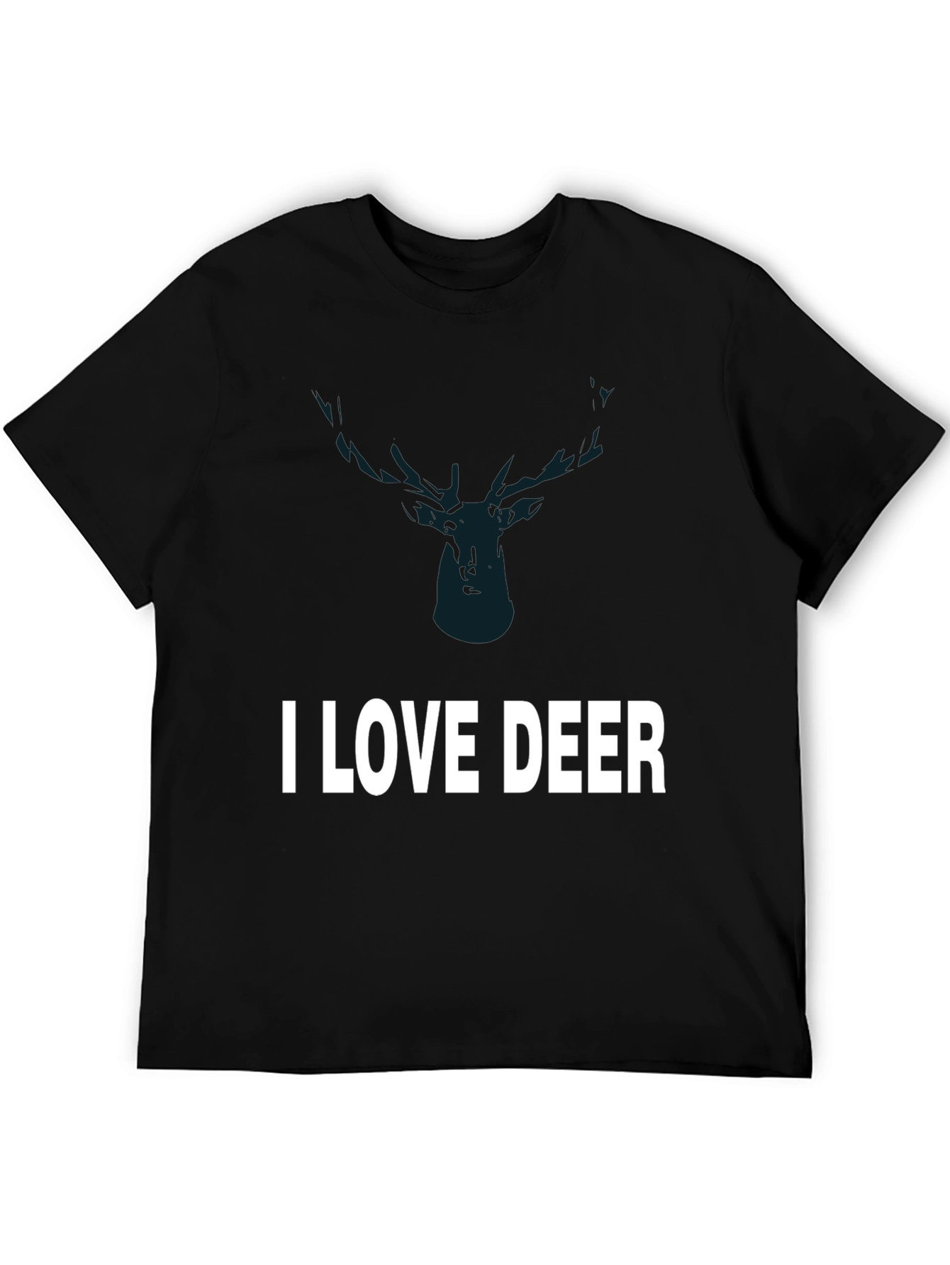 I Love Deer Graphic Tee - Black Cotton T-Shirt
