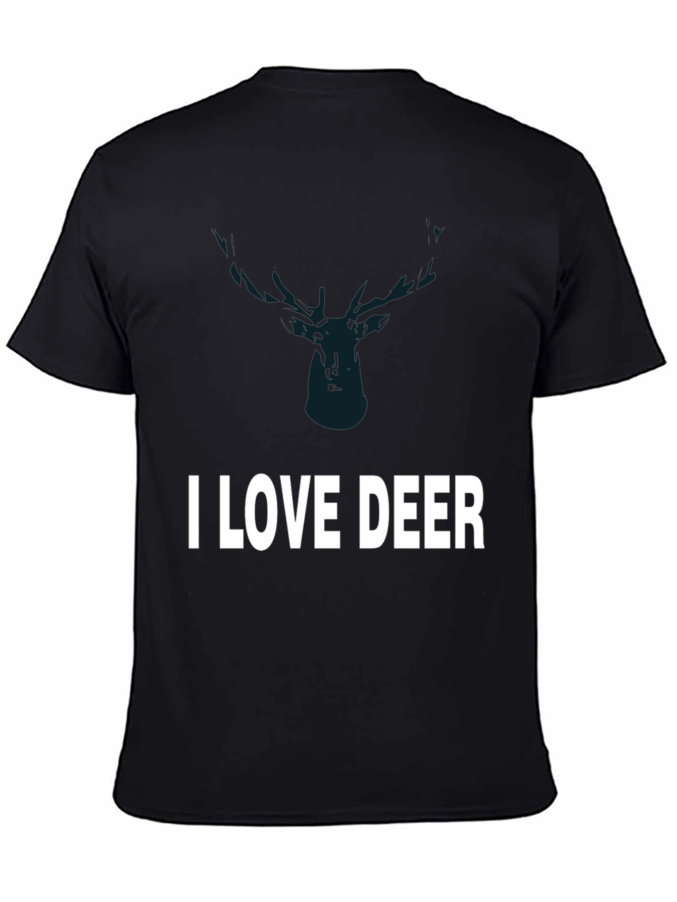 I Love Deer Graphic Tee - Black Cotton T-Shirt