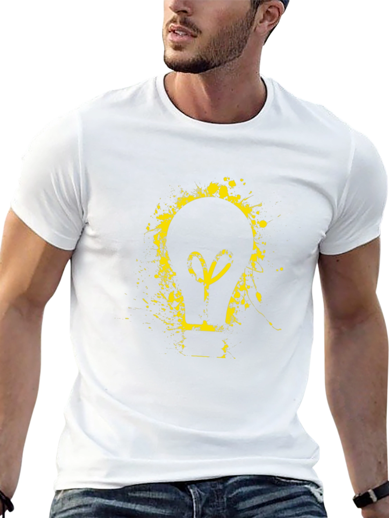Idea Bulb Graphic Tee - Black Cotton T-Shirt