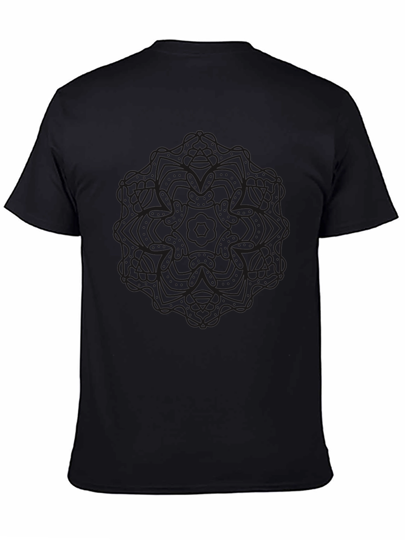 Mens Black Mandala Graphic Tee - Casual Comfort