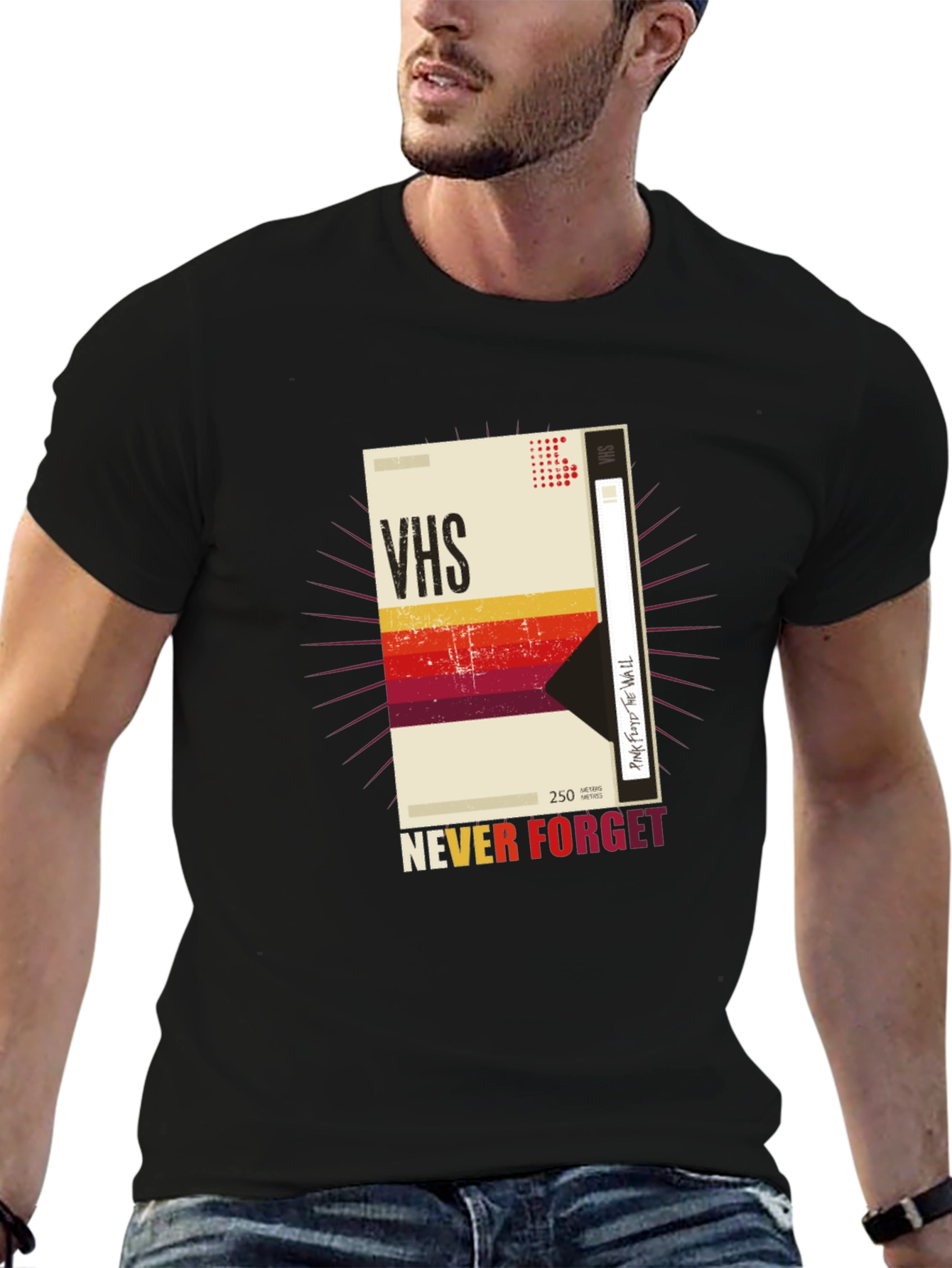 Retro VHS Tape Graphic T-Shirt - Never Forget