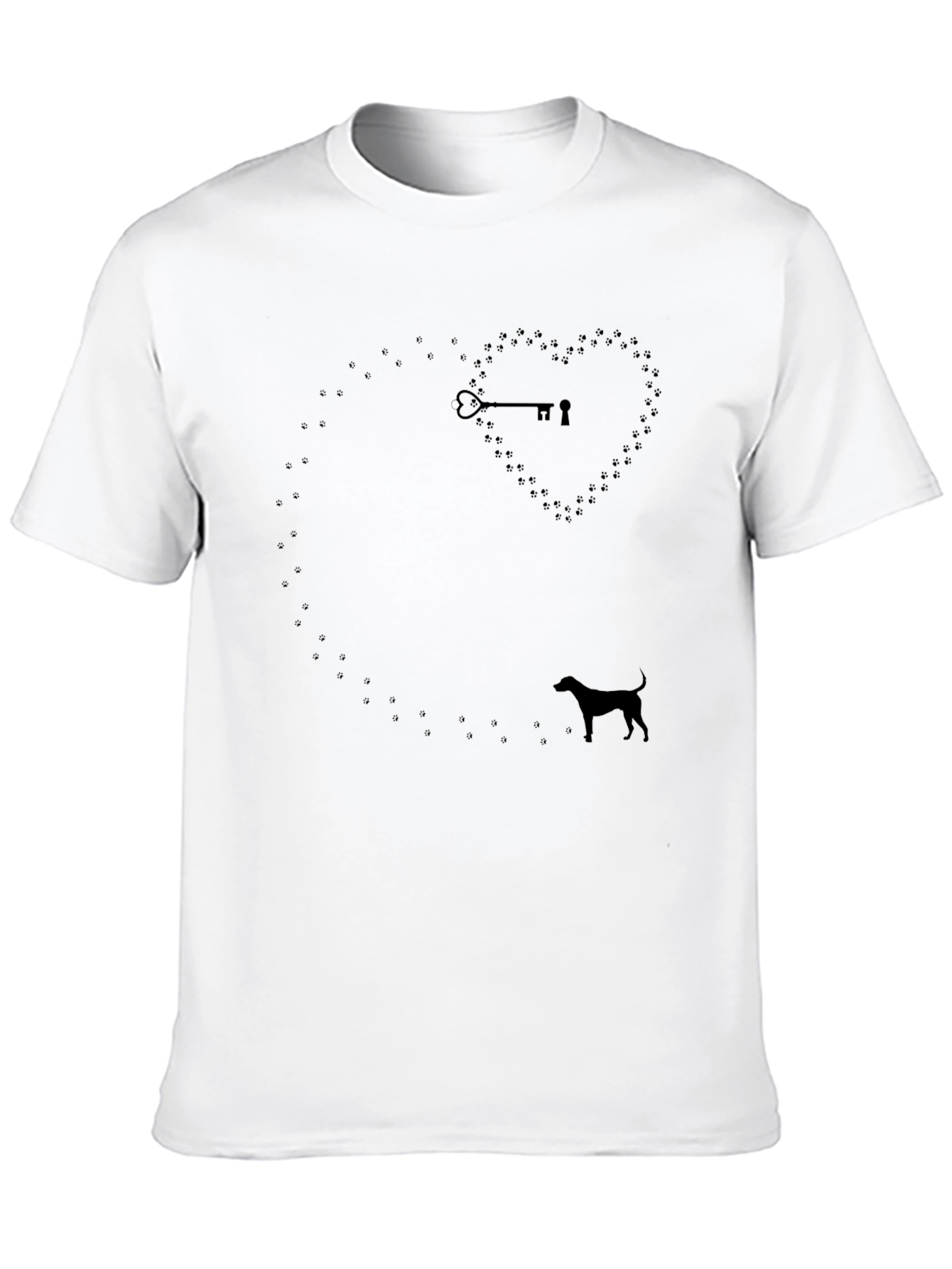 Dog Lover T-Shirt: Heart Paw Print Key