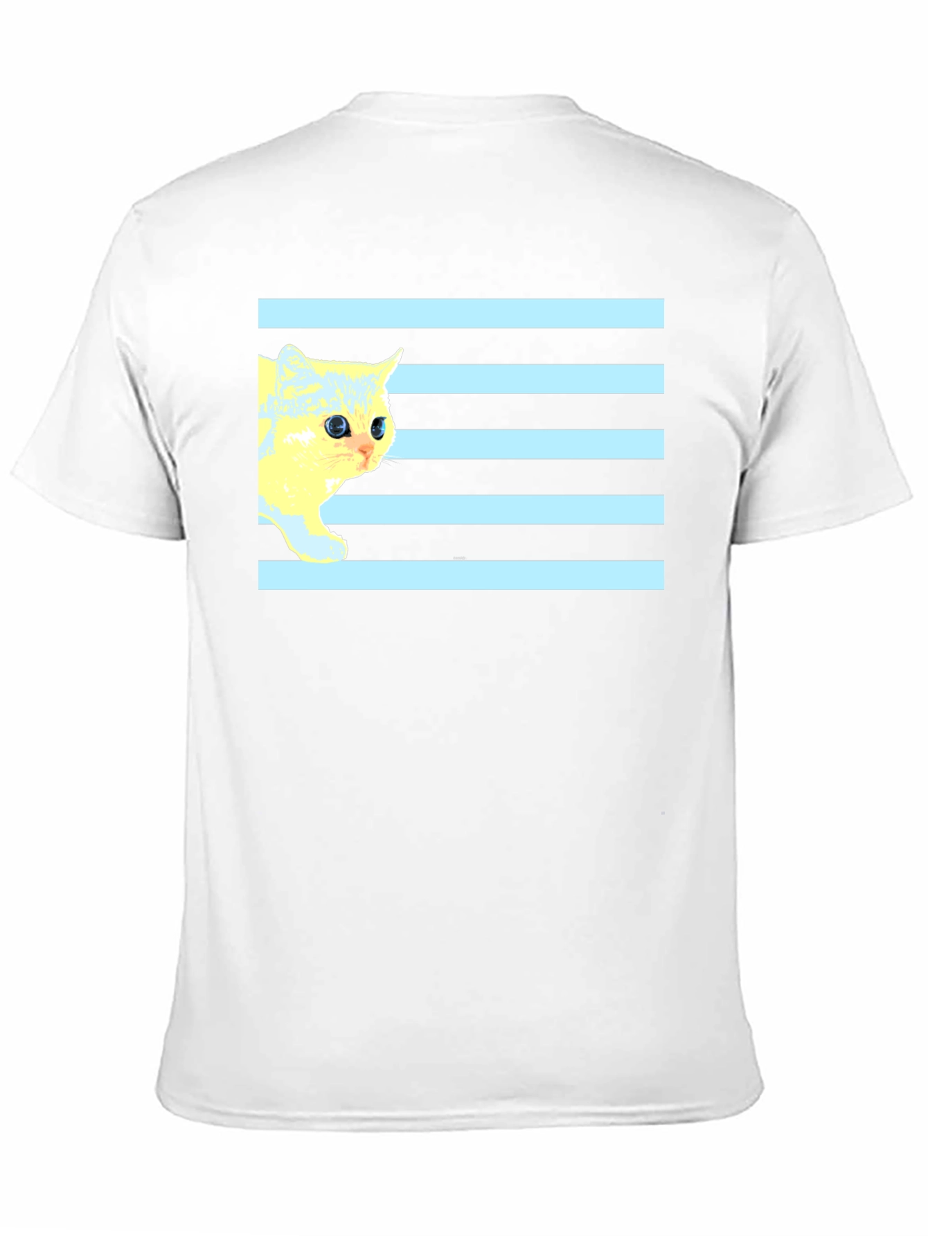 Striped Cat Tee - Graphic Print Black T-Shirt