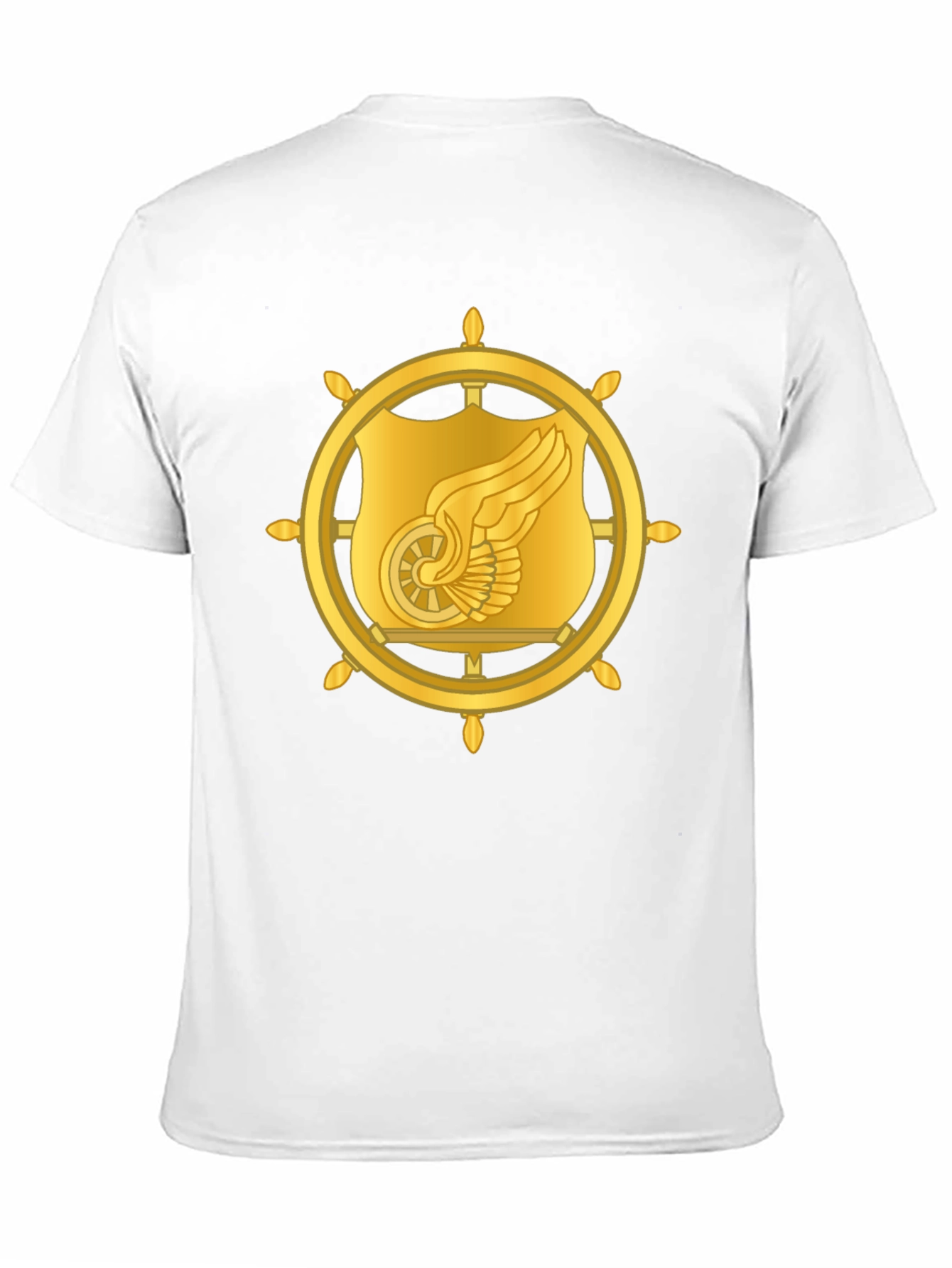 Golden Winged Wheel Graphic Black T-Shirt