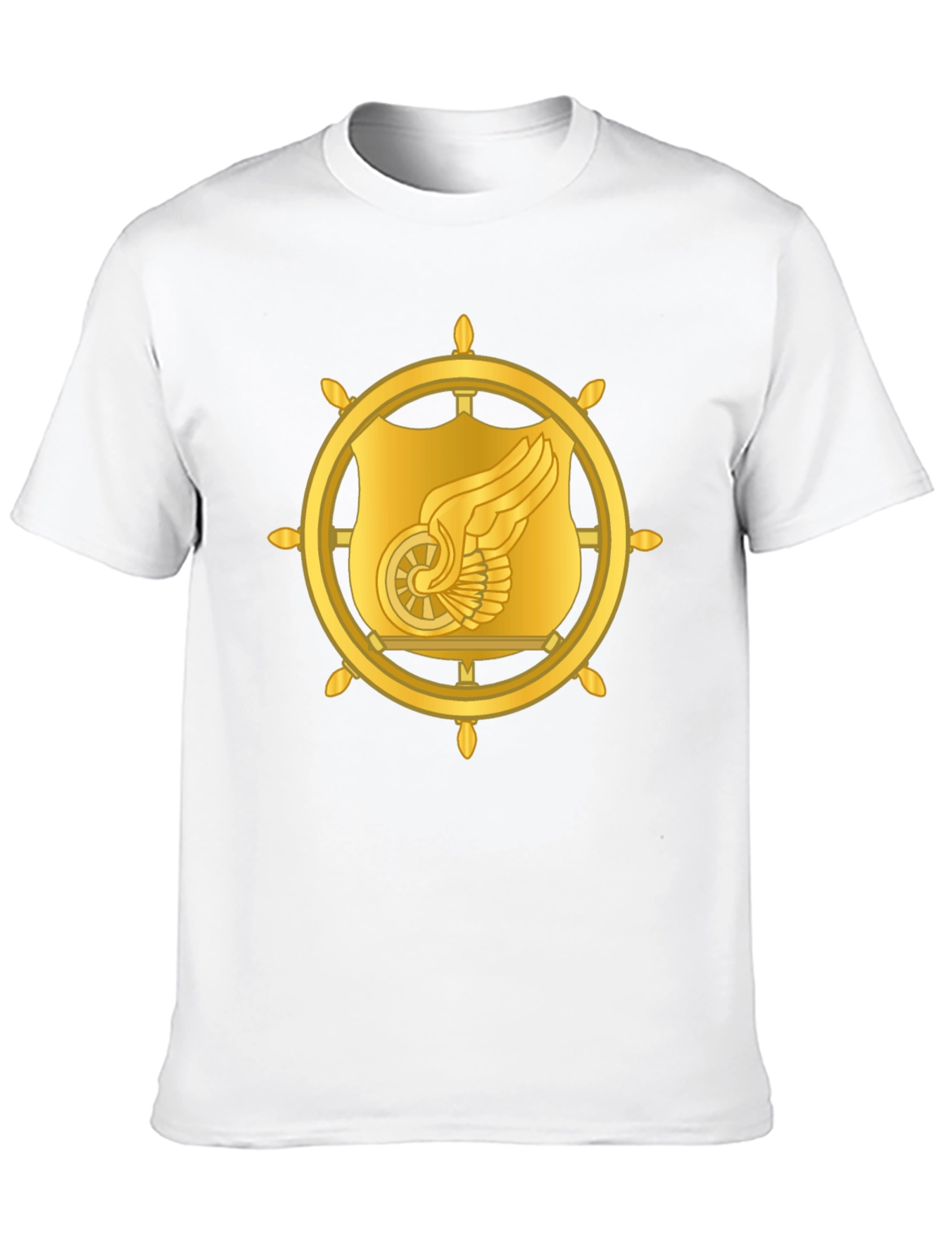 Golden Winged Wheel Graphic Black T-Shirt