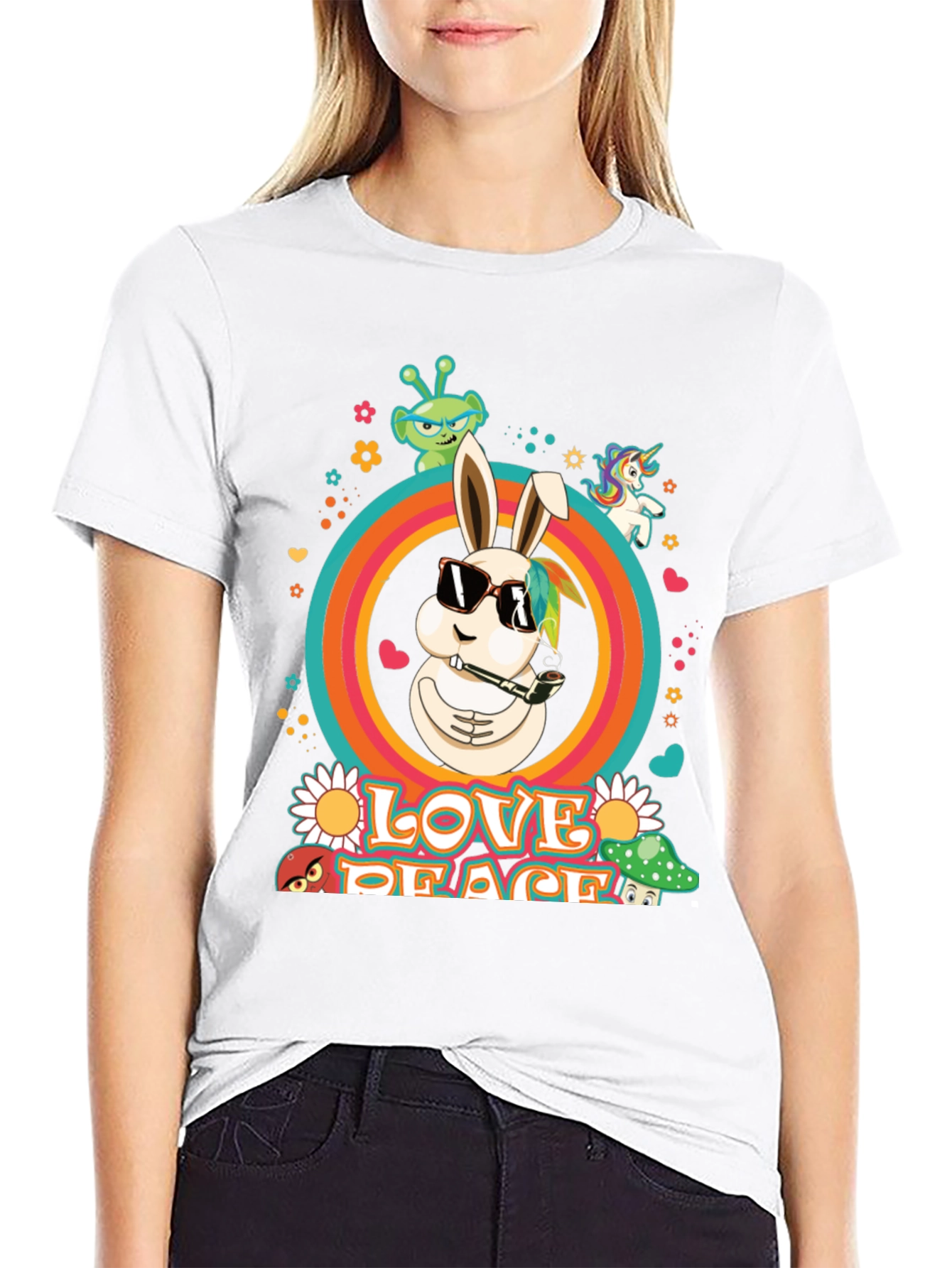 Love Peace Rabbit Graphic Tee