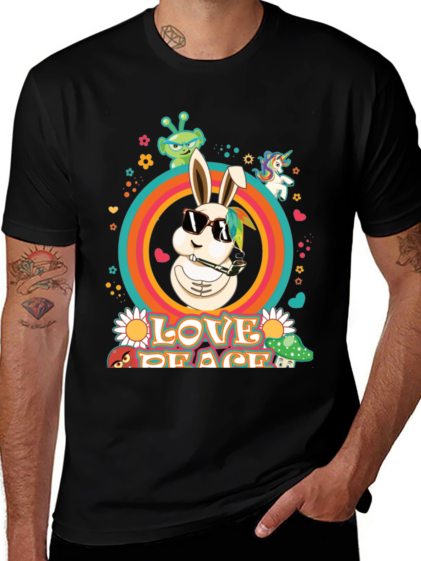 Love Peace Rabbit Graphic Tee