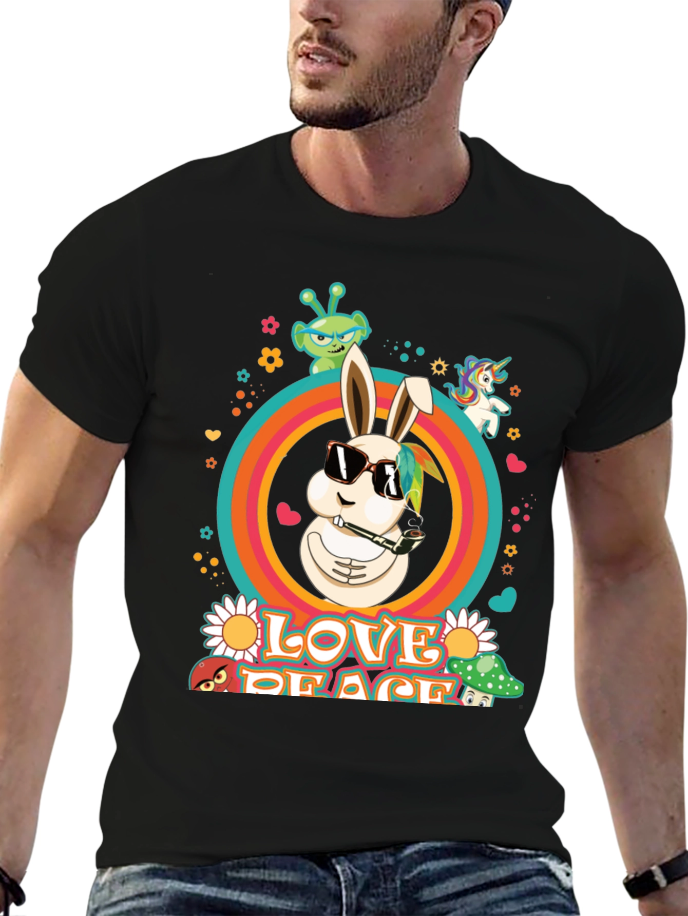 Love Peace Rabbit Graphic Tee
