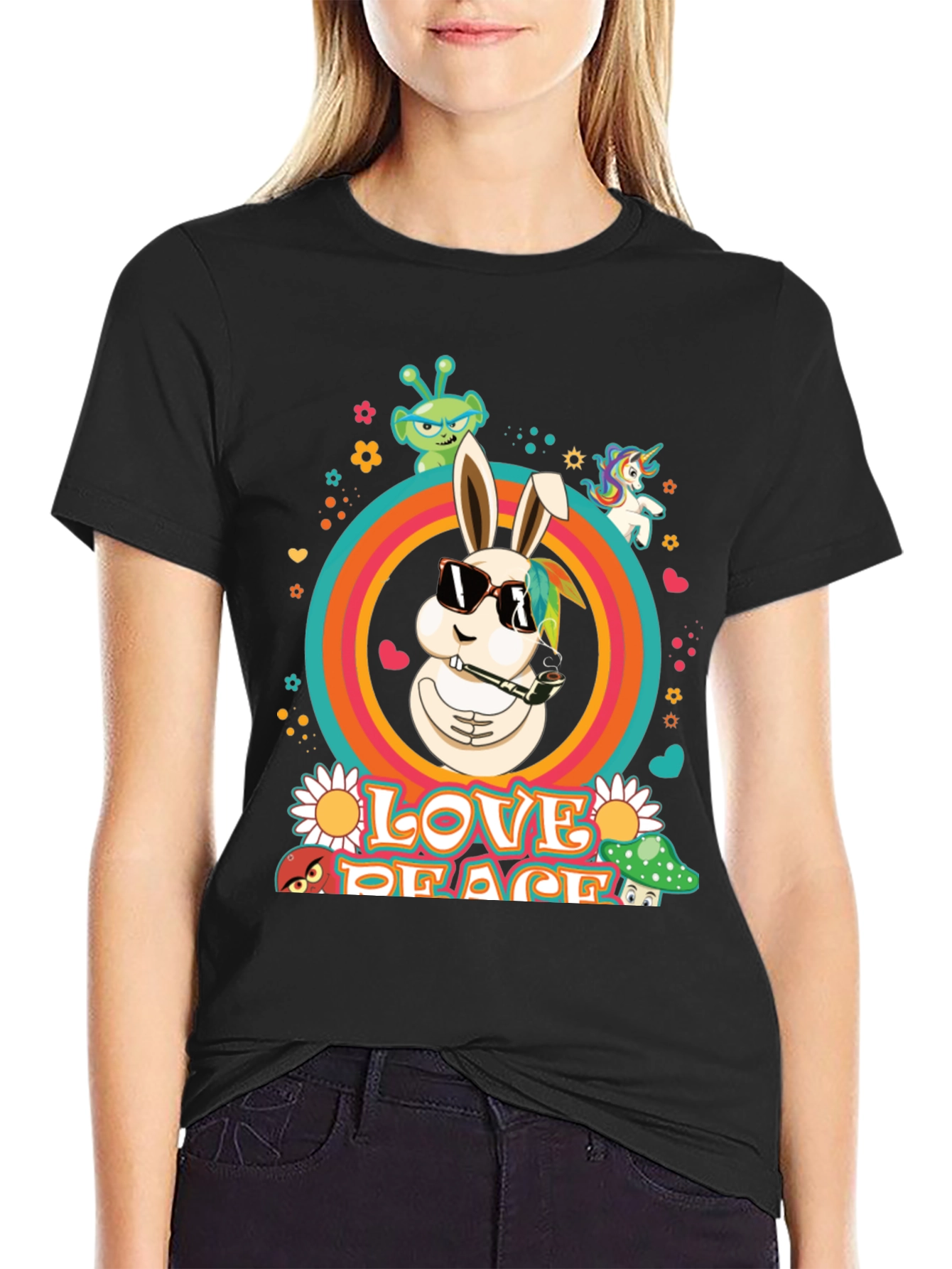 Love Peace Rabbit Graphic Tee