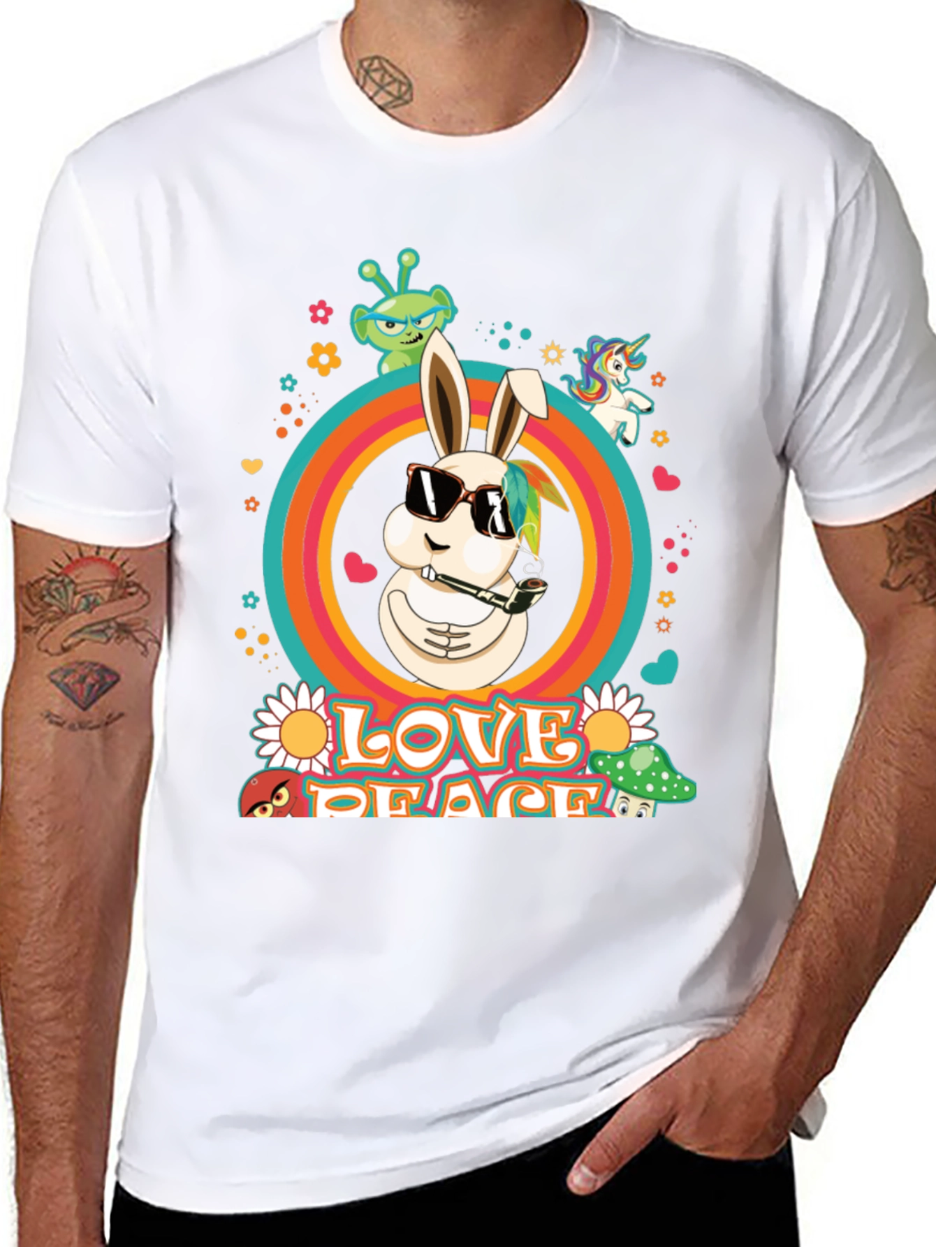 Love Peace Rabbit Graphic Tee