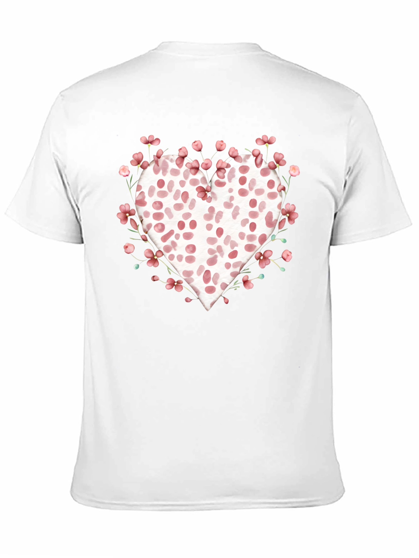 Floral Heart Print Black T-Shirt
