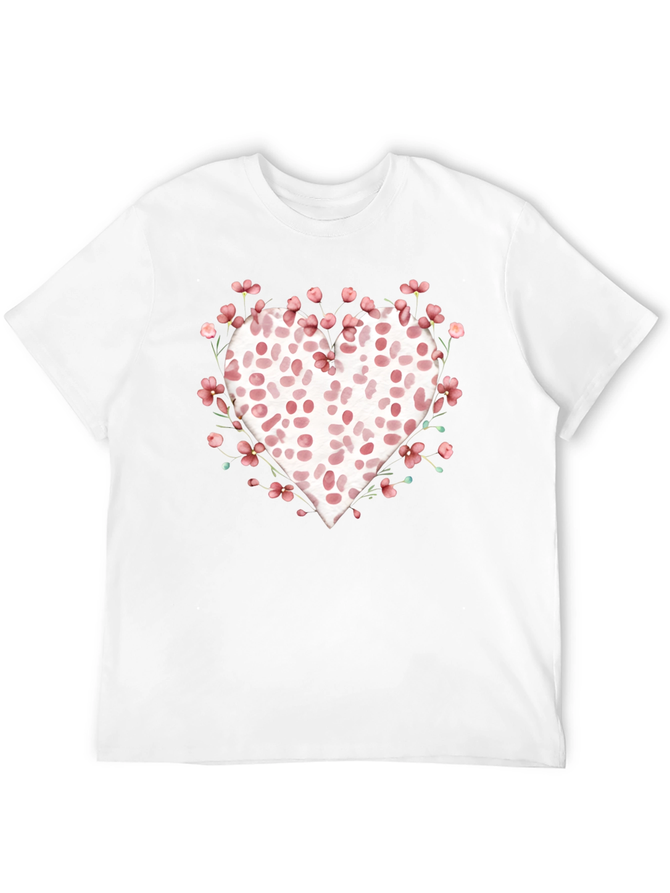 Floral Heart Print Black T-Shirt