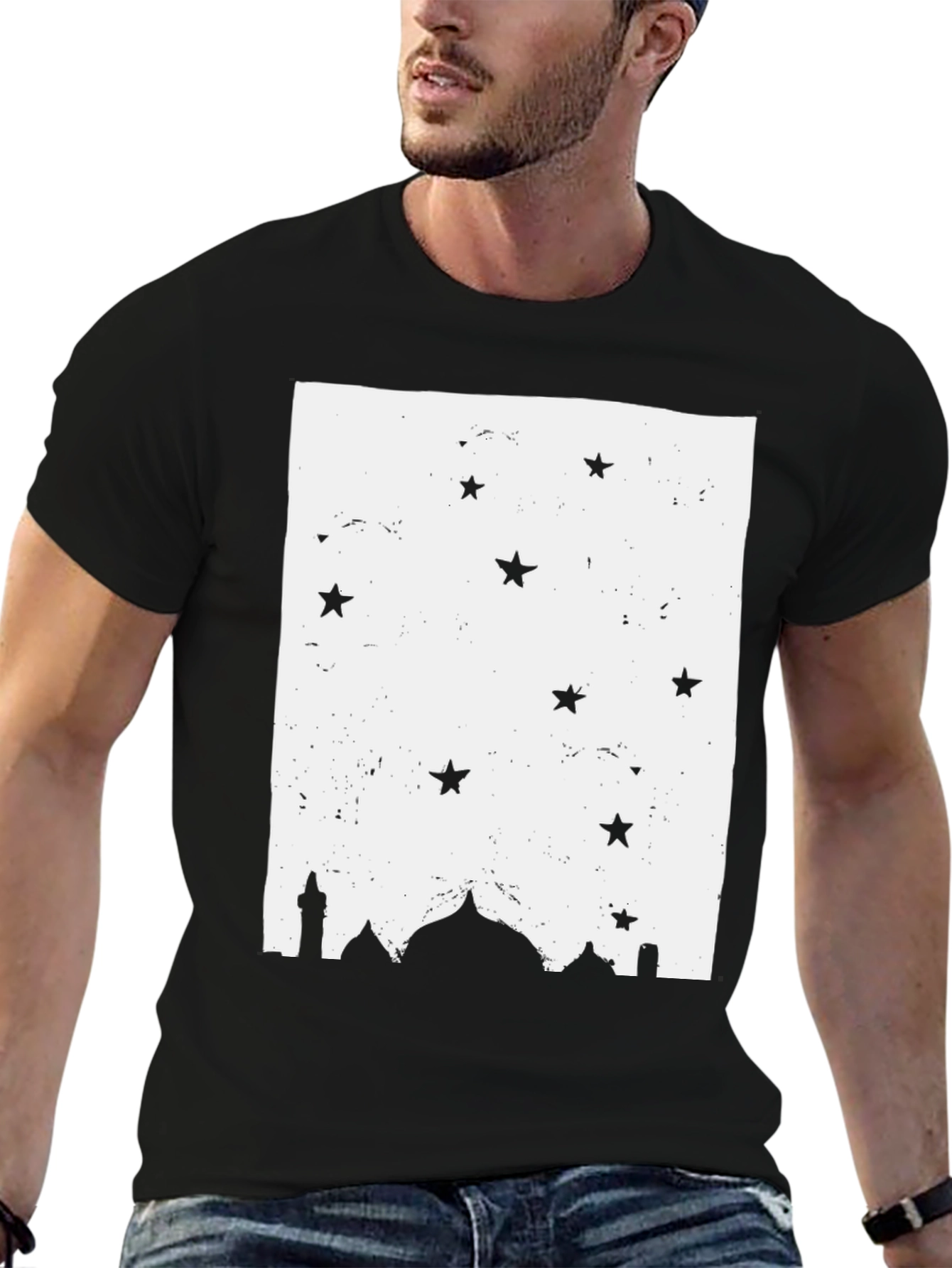 Mosque Starry Night Black T-Shirt