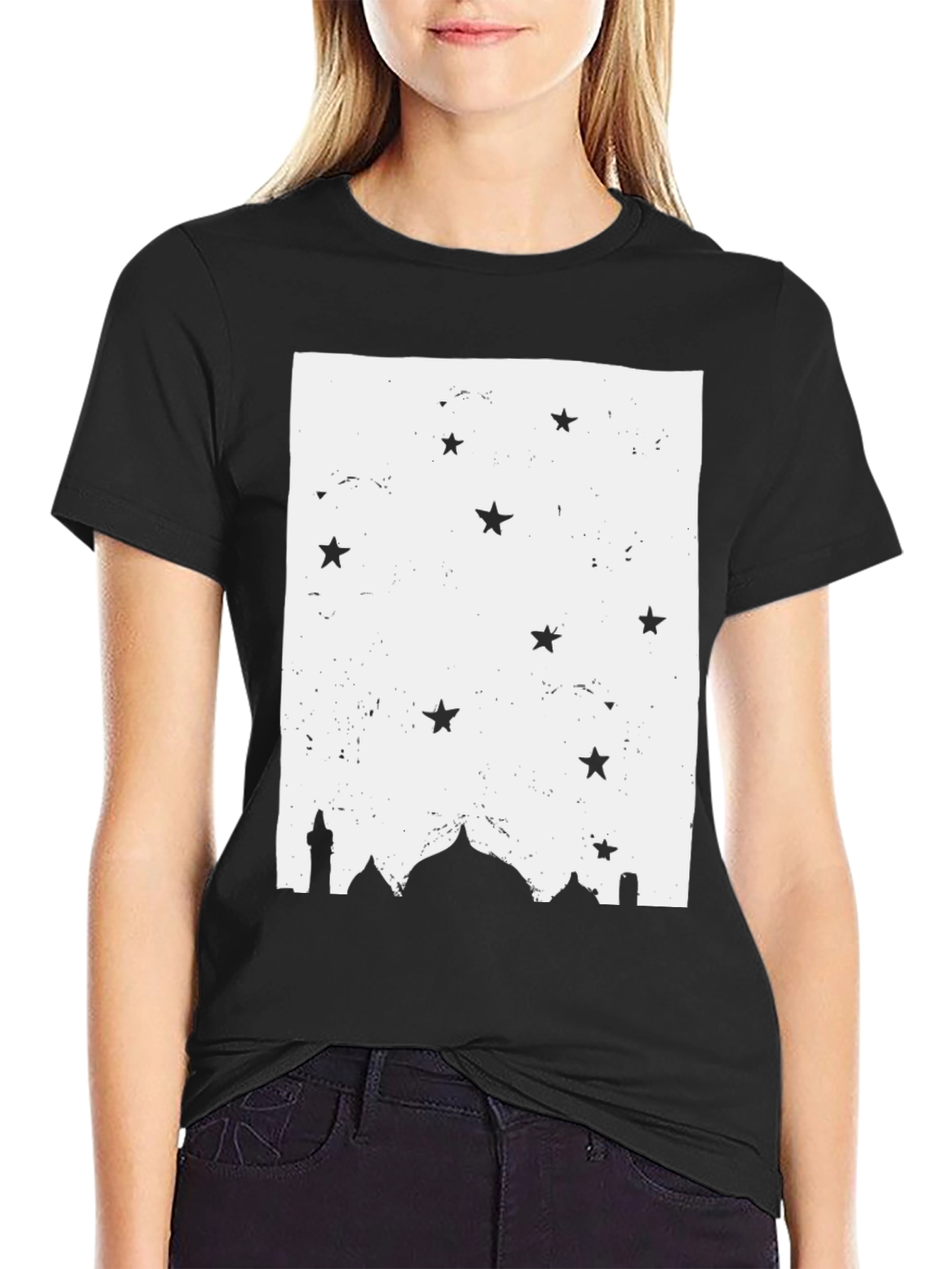 Mosque Starry Night Black T-Shirt