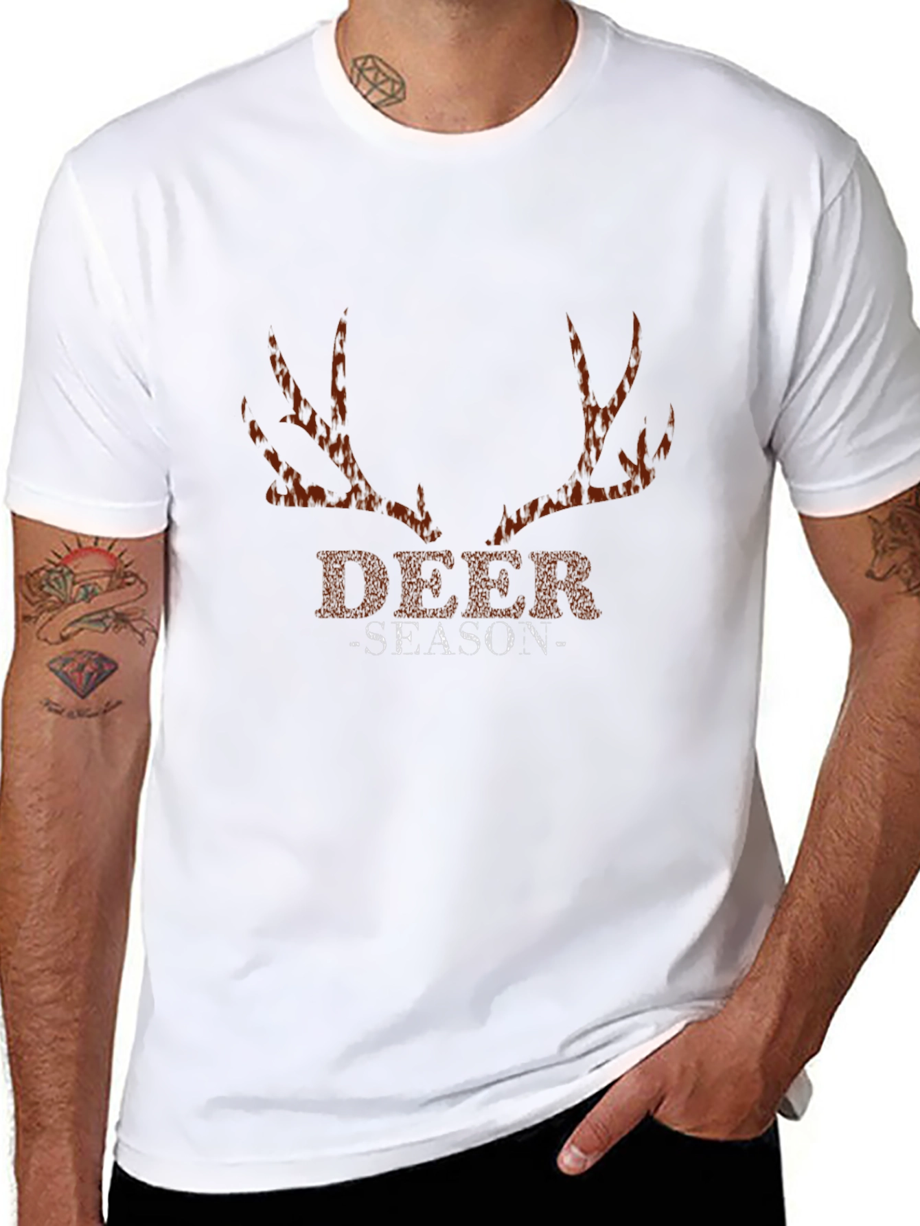 Deer Season Graphic Print Black T-Shirt