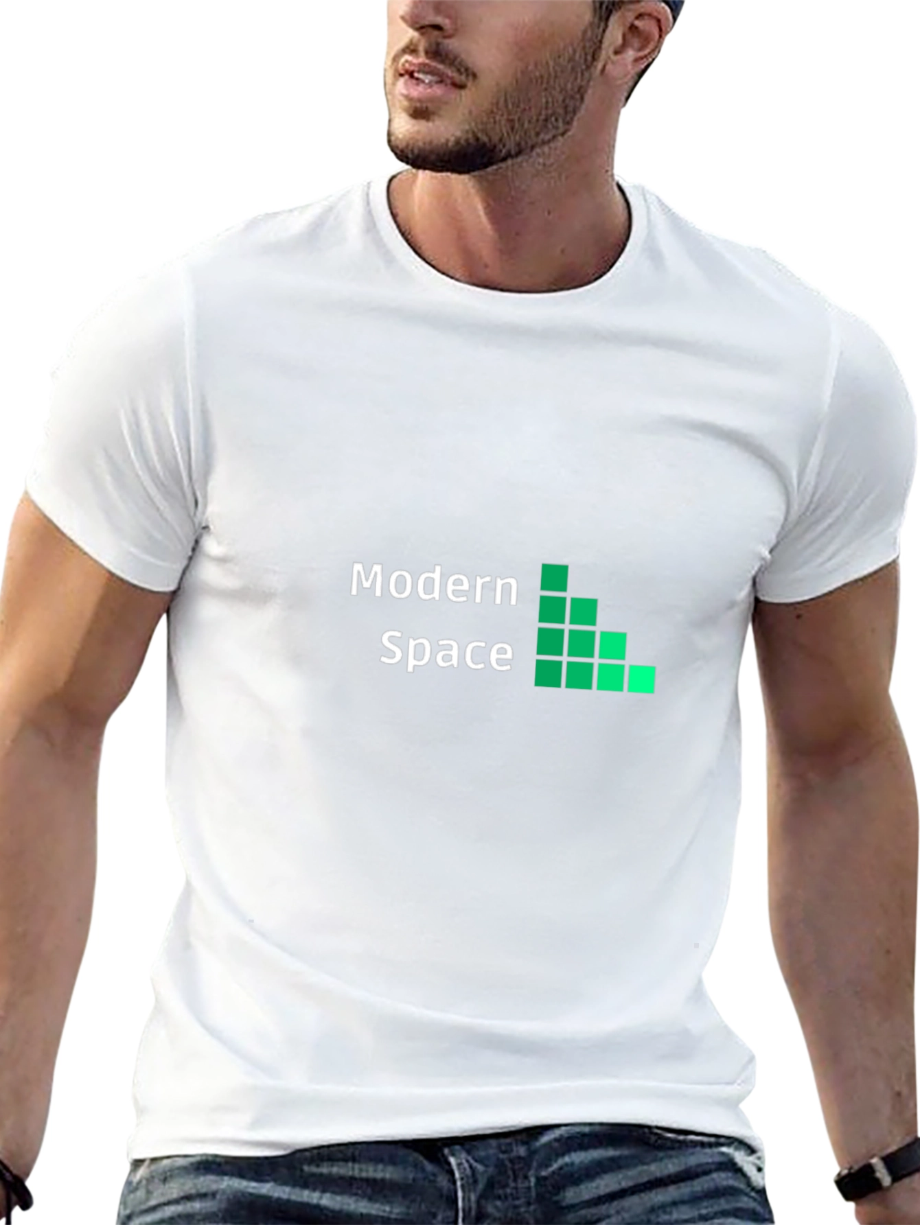 Modern Space Black Graphic Tee for Men