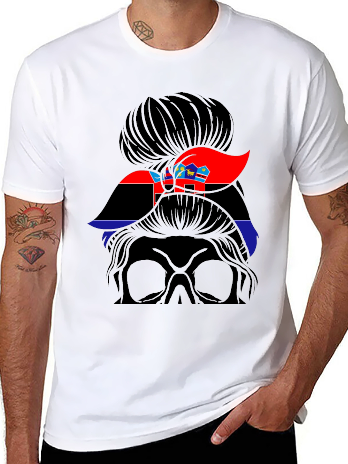 Messy Bun Girl Eswatini Flag T-Shirt