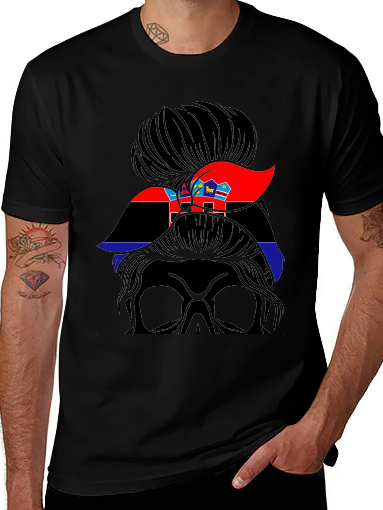 Messy Bun Girl Eswatini Flag T-Shirt