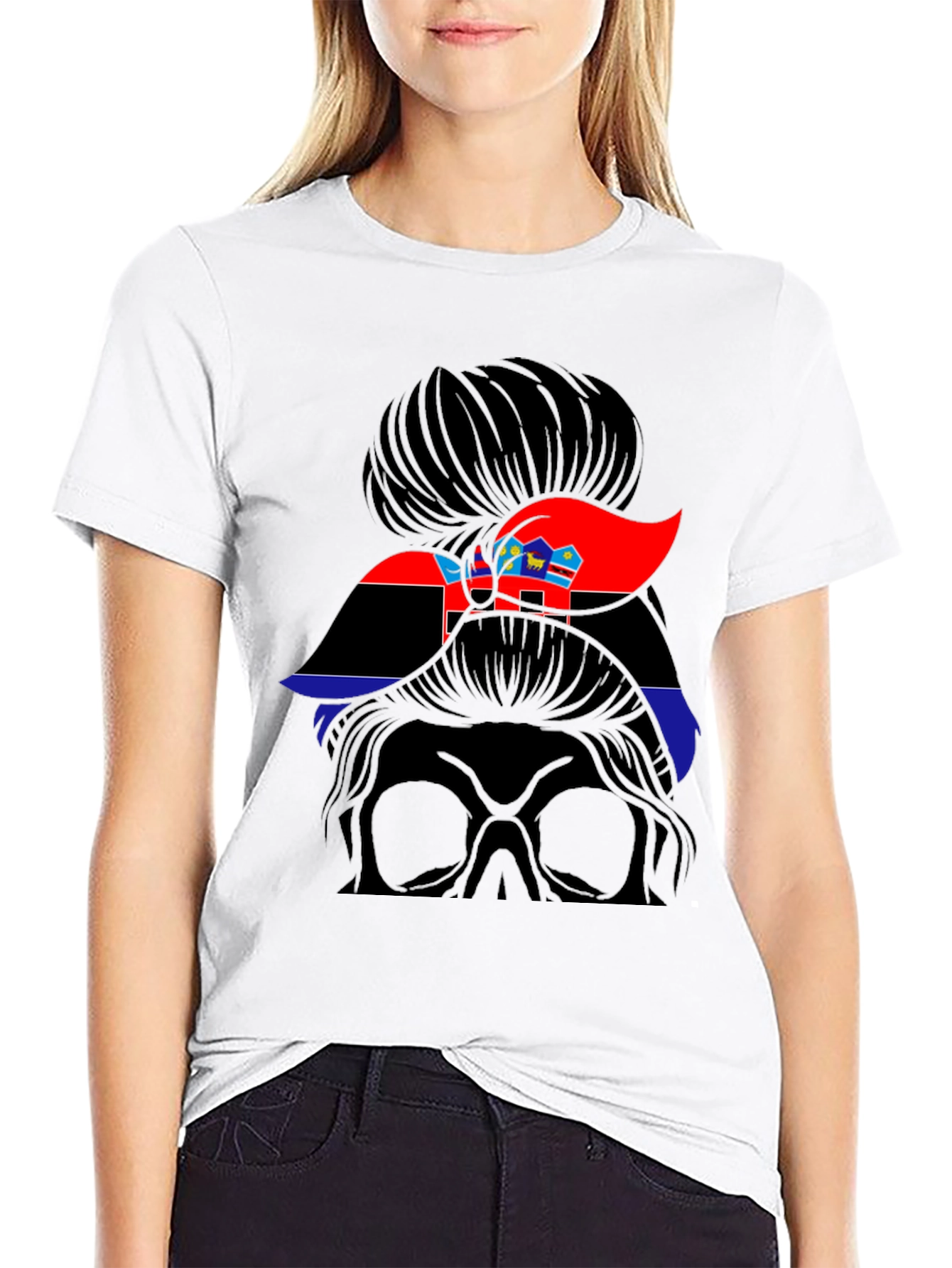Messy Bun Girl Eswatini Flag T-Shirt