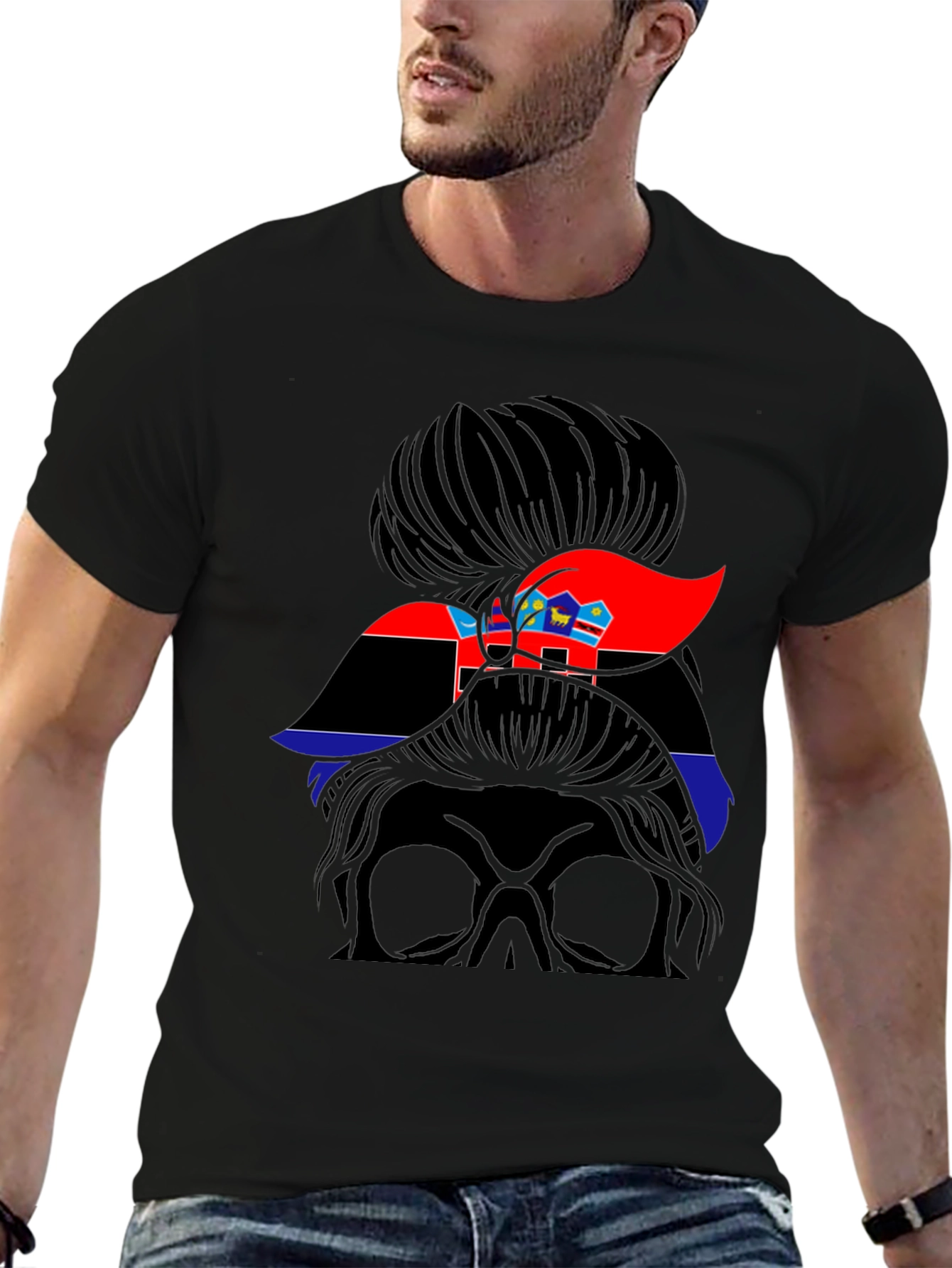 Messy Bun Girl Eswatini Flag T-Shirt
