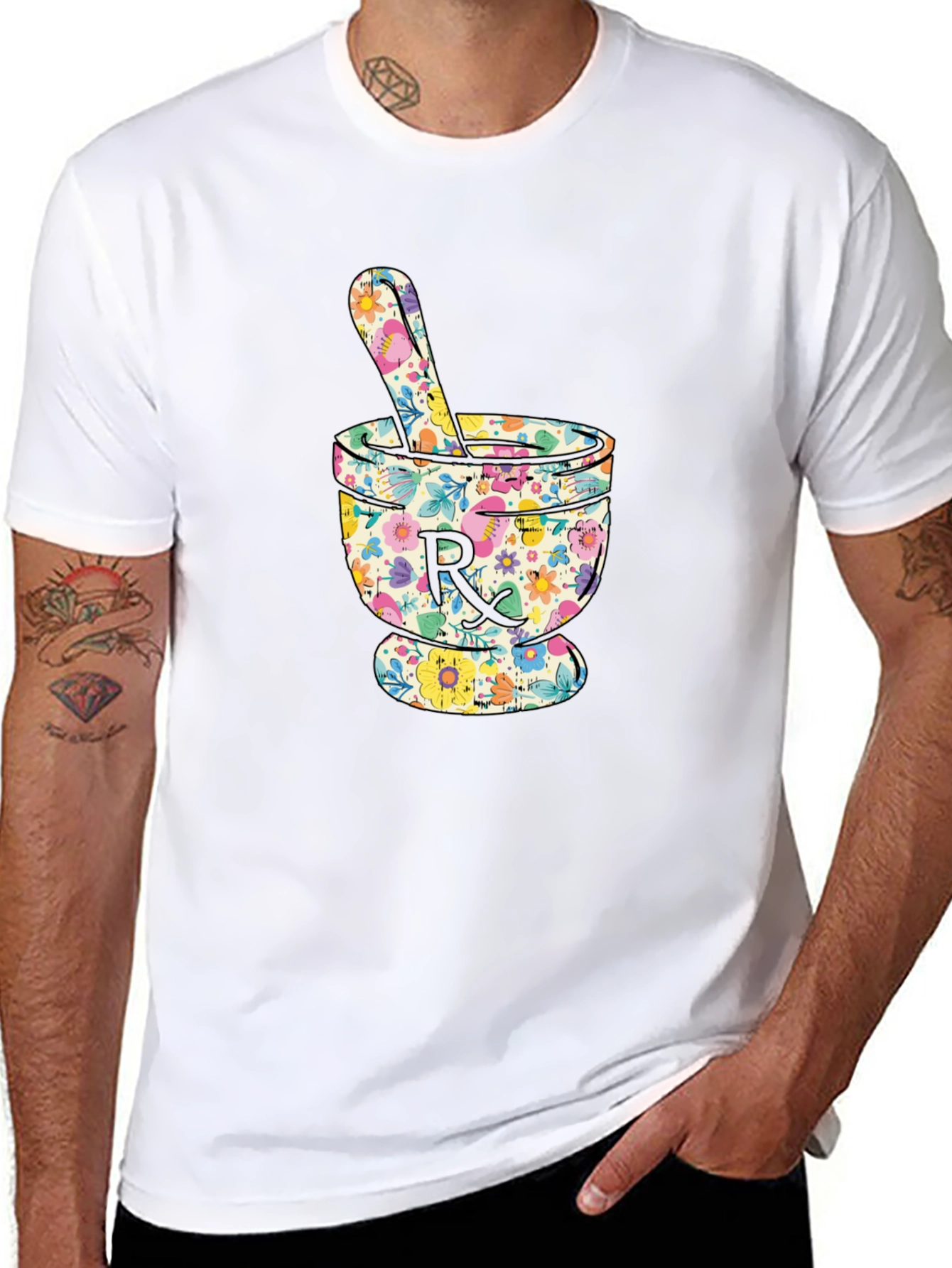 Floral Mortar & Pestle Graphic T-Shirt