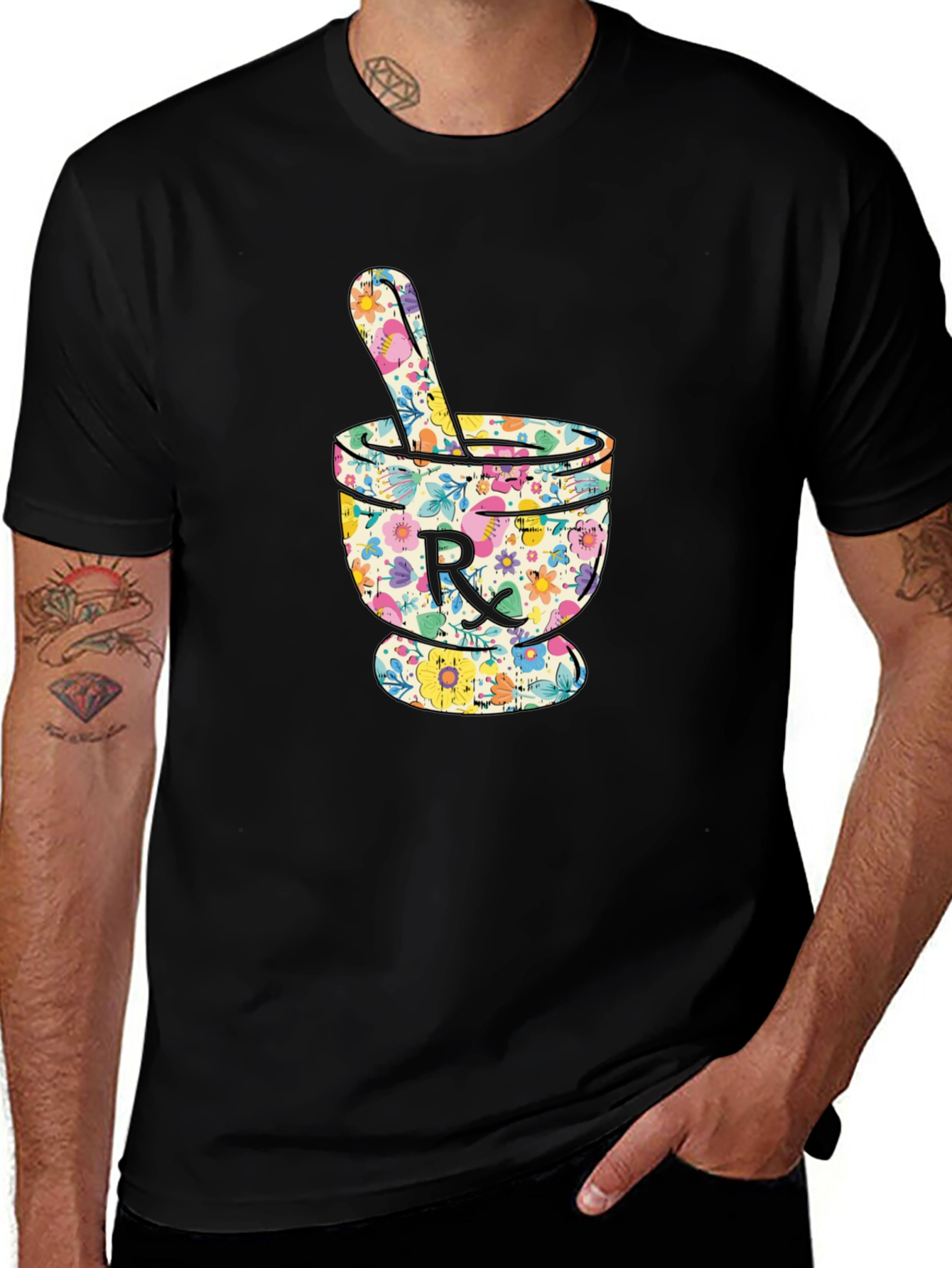 Floral Mortar & Pestle Graphic T-Shirt