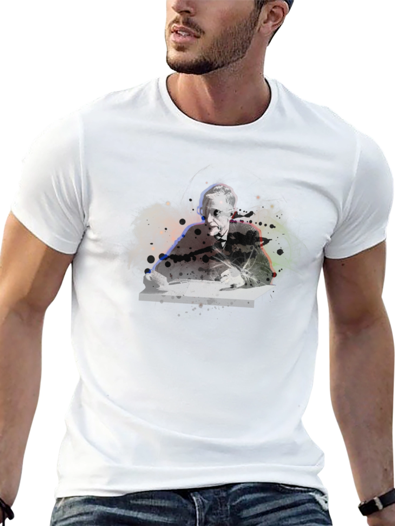 Abstract Portrait Graphic Black T-Shirt