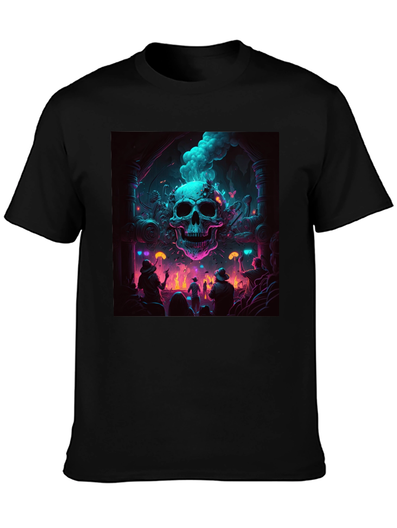 Skull Rave T-Shirt - Neon Gothic Style