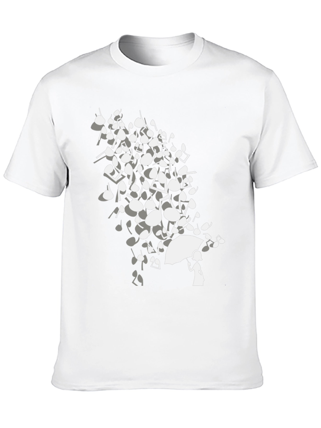 Musical Notes Umbrella Black T-Shirt