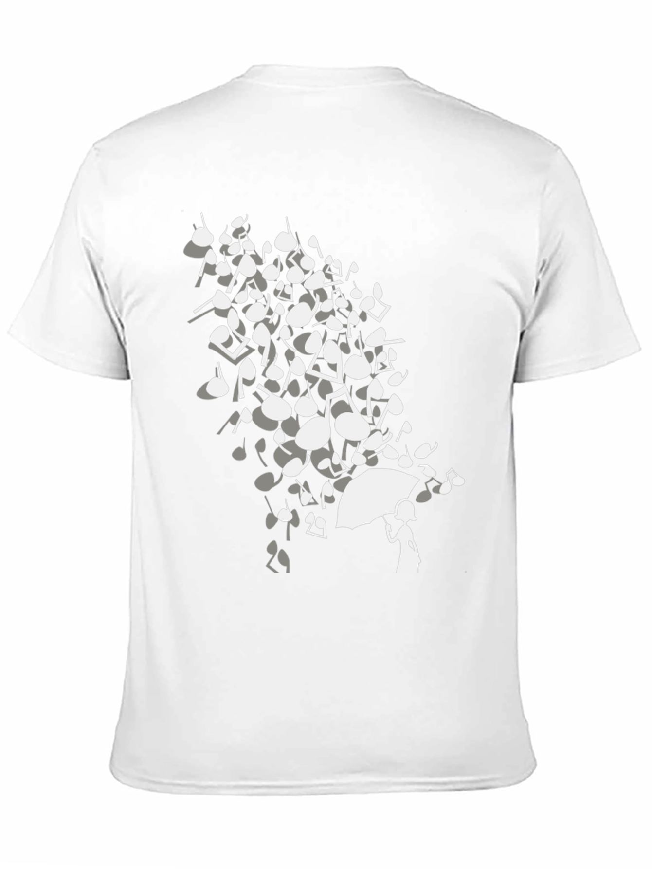 Musical Notes Umbrella Black T-Shirt