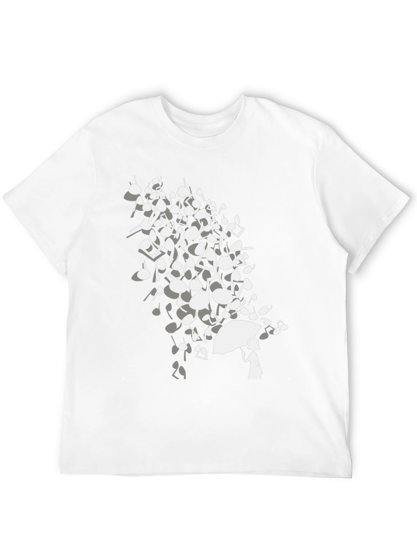 Musical Notes Umbrella Black T-Shirt