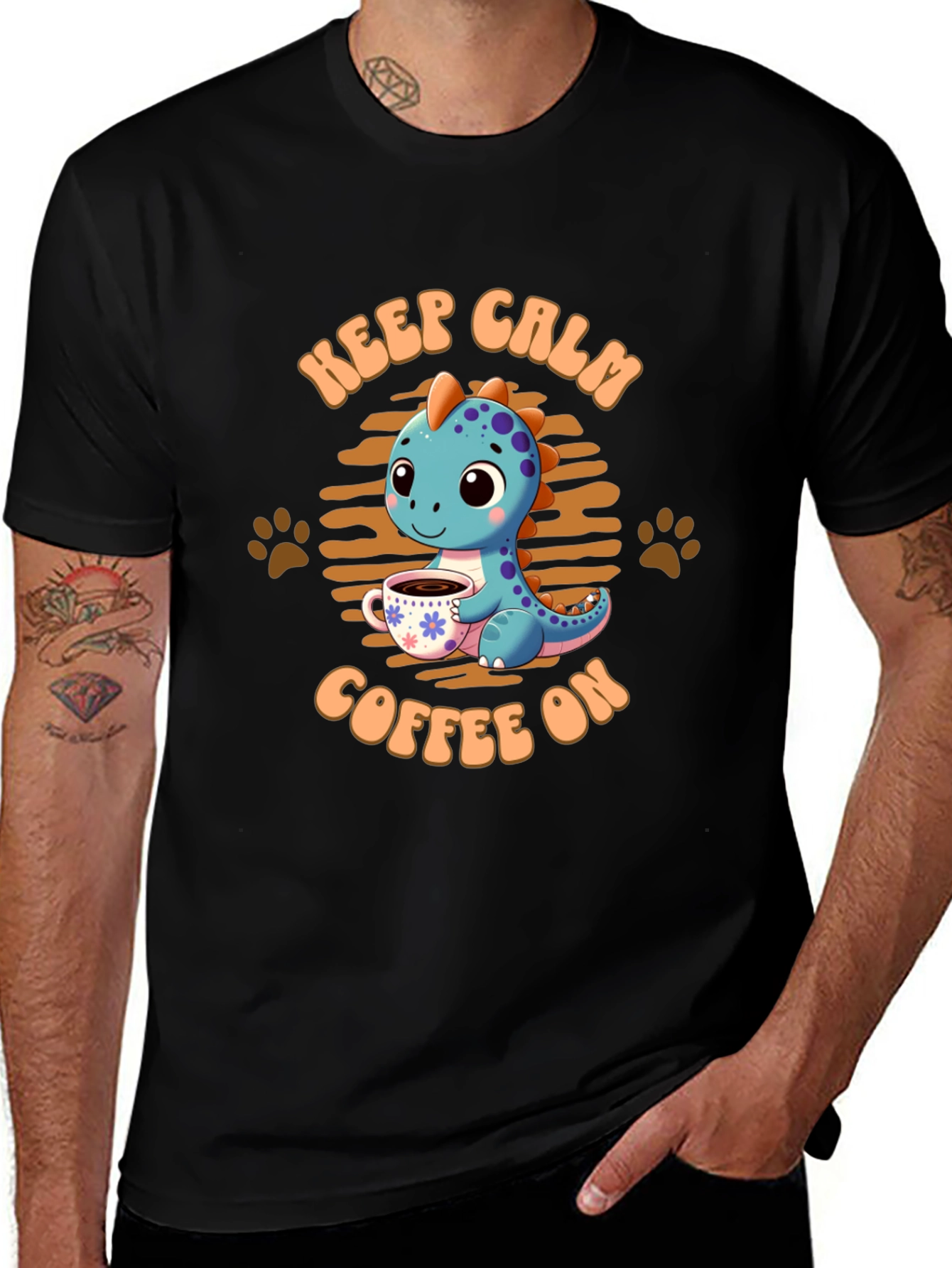 Keep Calm Coffee On Dinosaur T-Shirt