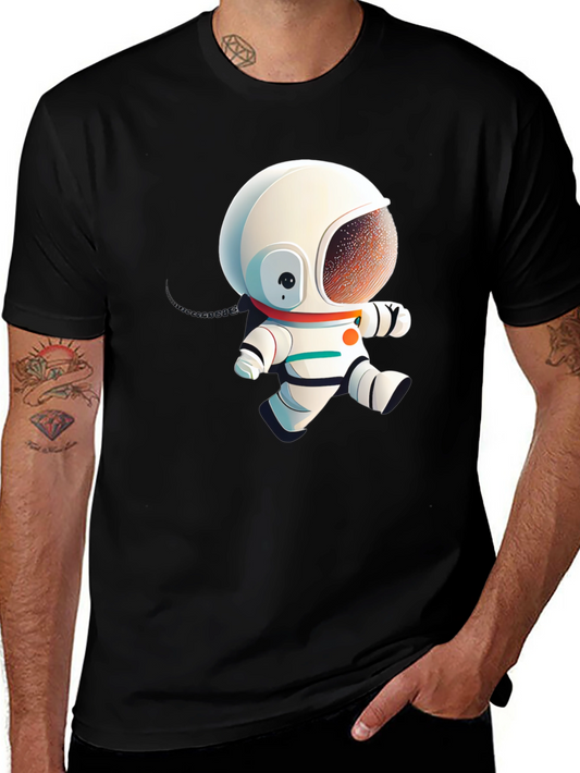 Astronaut Cartoon Graphic Black T-Shirt