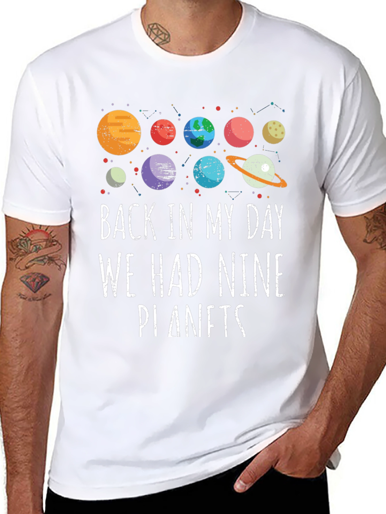 Retro Nine Planets Graphic T-Shirt