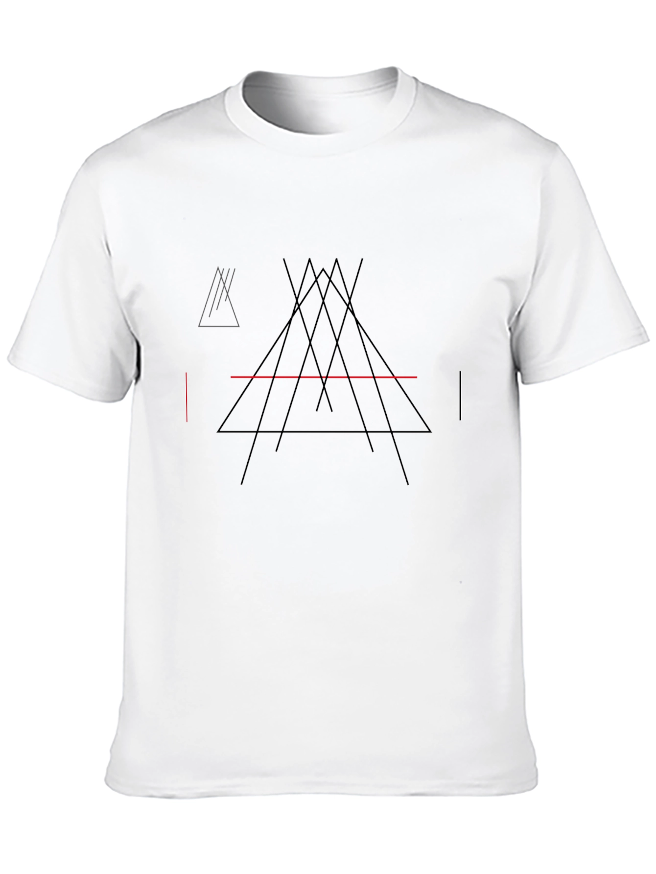 Geometric Lines Black T-Shirt - Modern Abstract Design