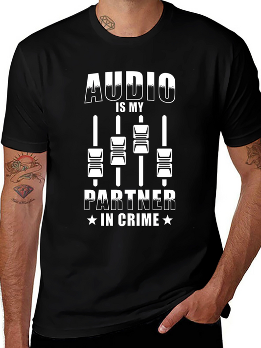 Audio is My Partner in Crime Black T-Shirt