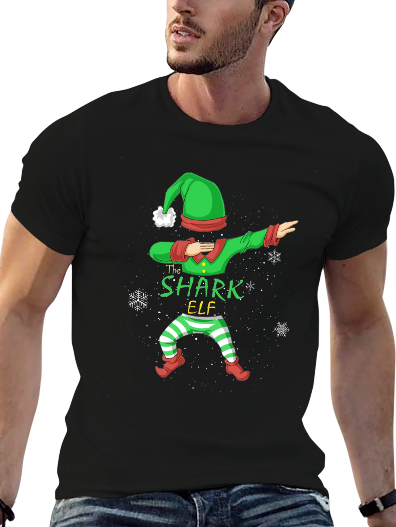 Shark Elf Dabbing Christmas T-Shirt