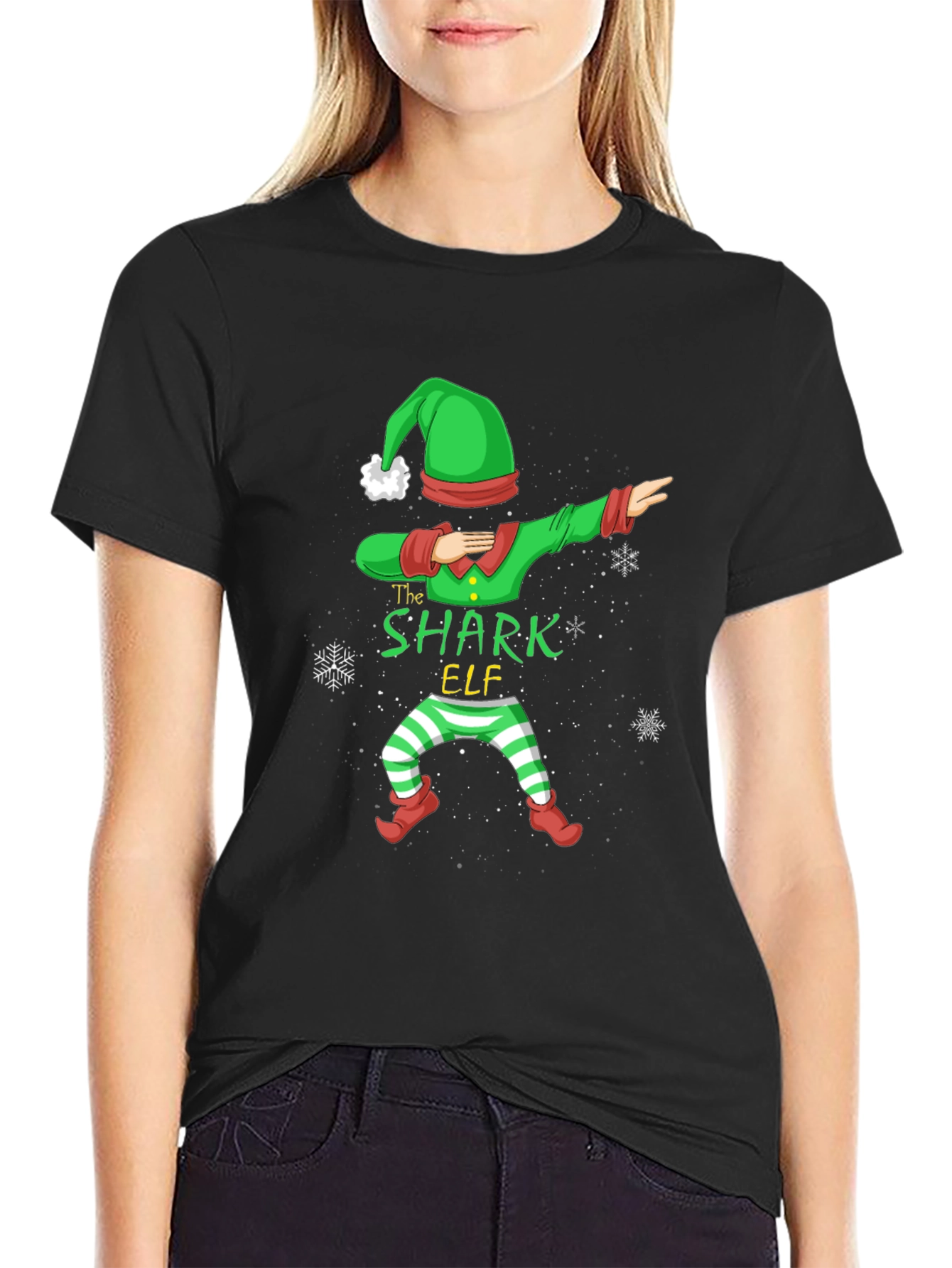 Shark Elf Dabbing Christmas T-Shirt