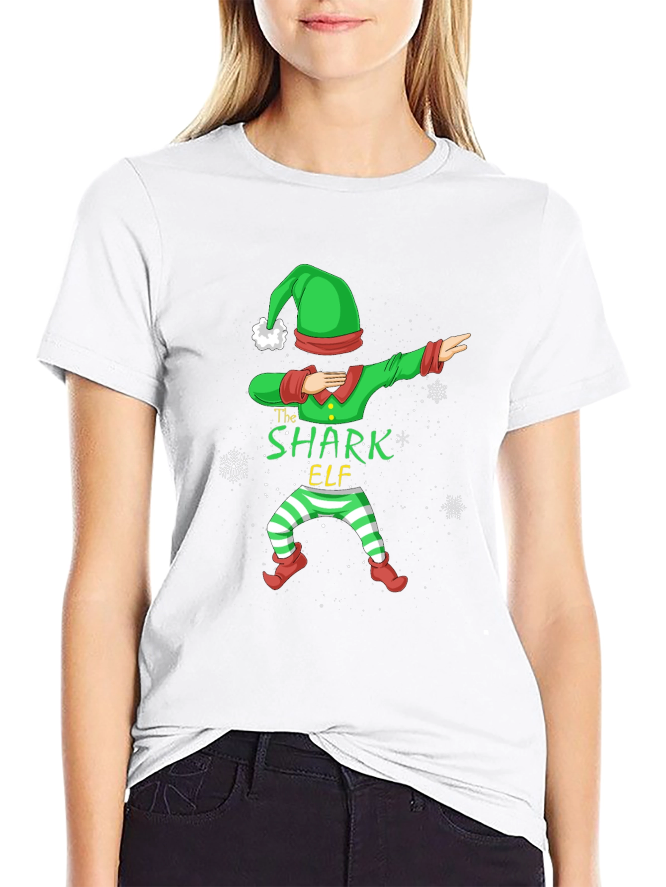 Shark Elf Dabbing Christmas T-Shirt