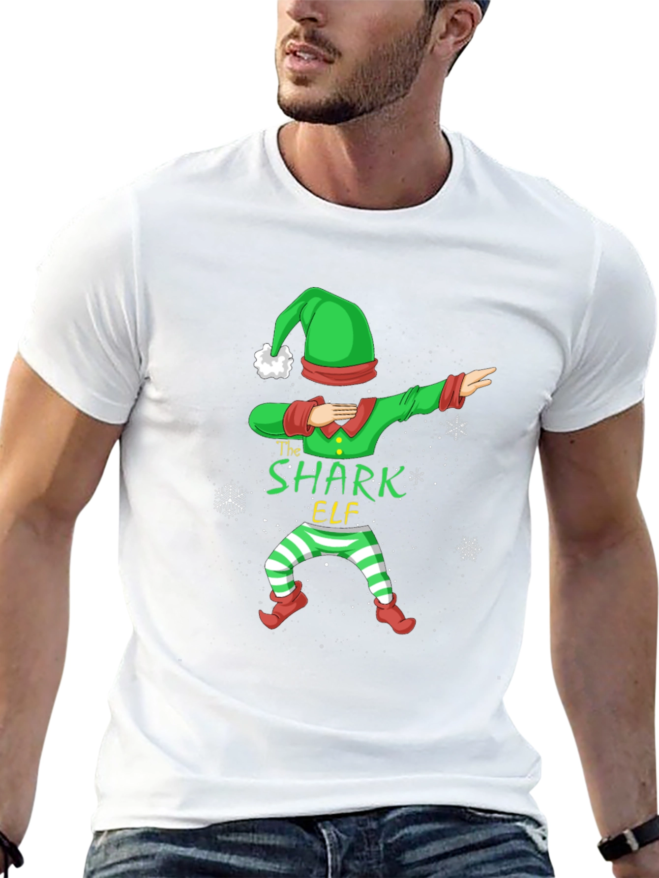 Shark Elf Dabbing Christmas T-Shirt