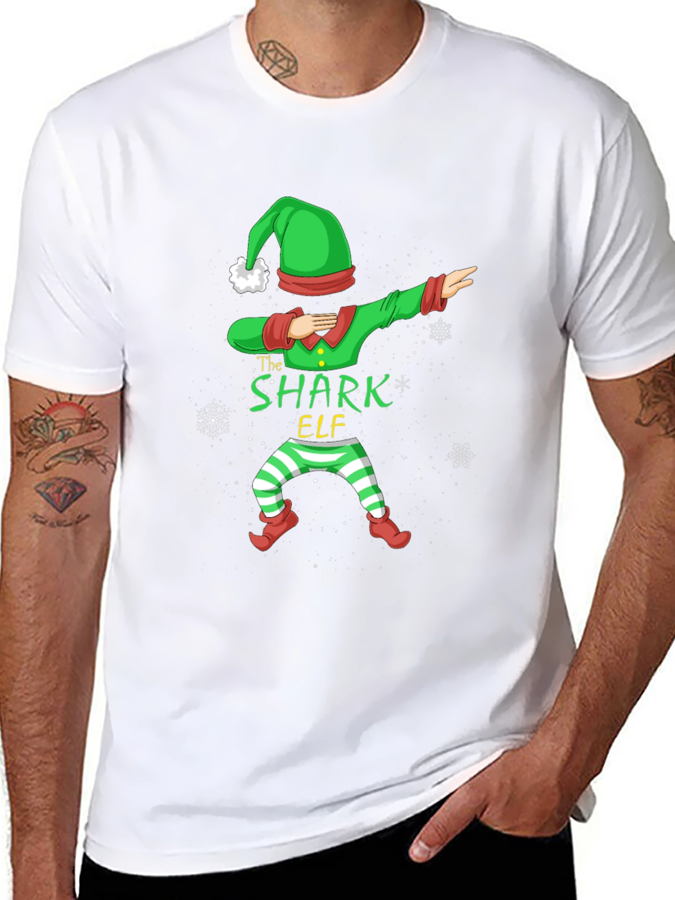 Shark Elf Dabbing Christmas T-Shirt