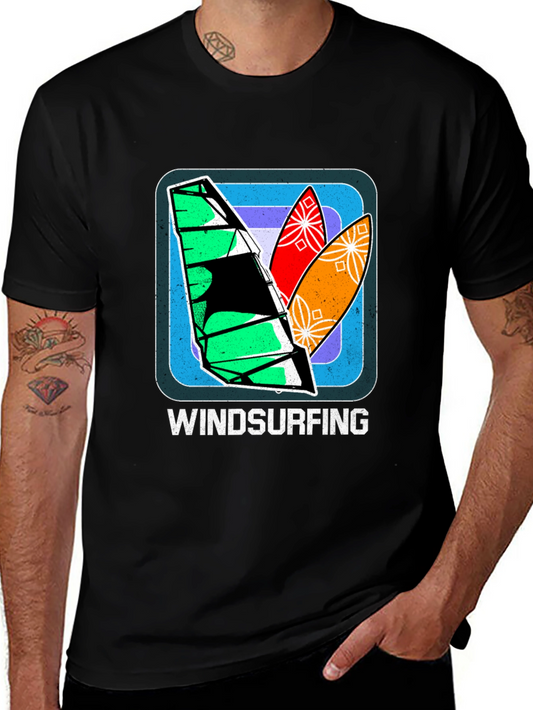 Windsurfing Graphic Tee - Retro Surf Design