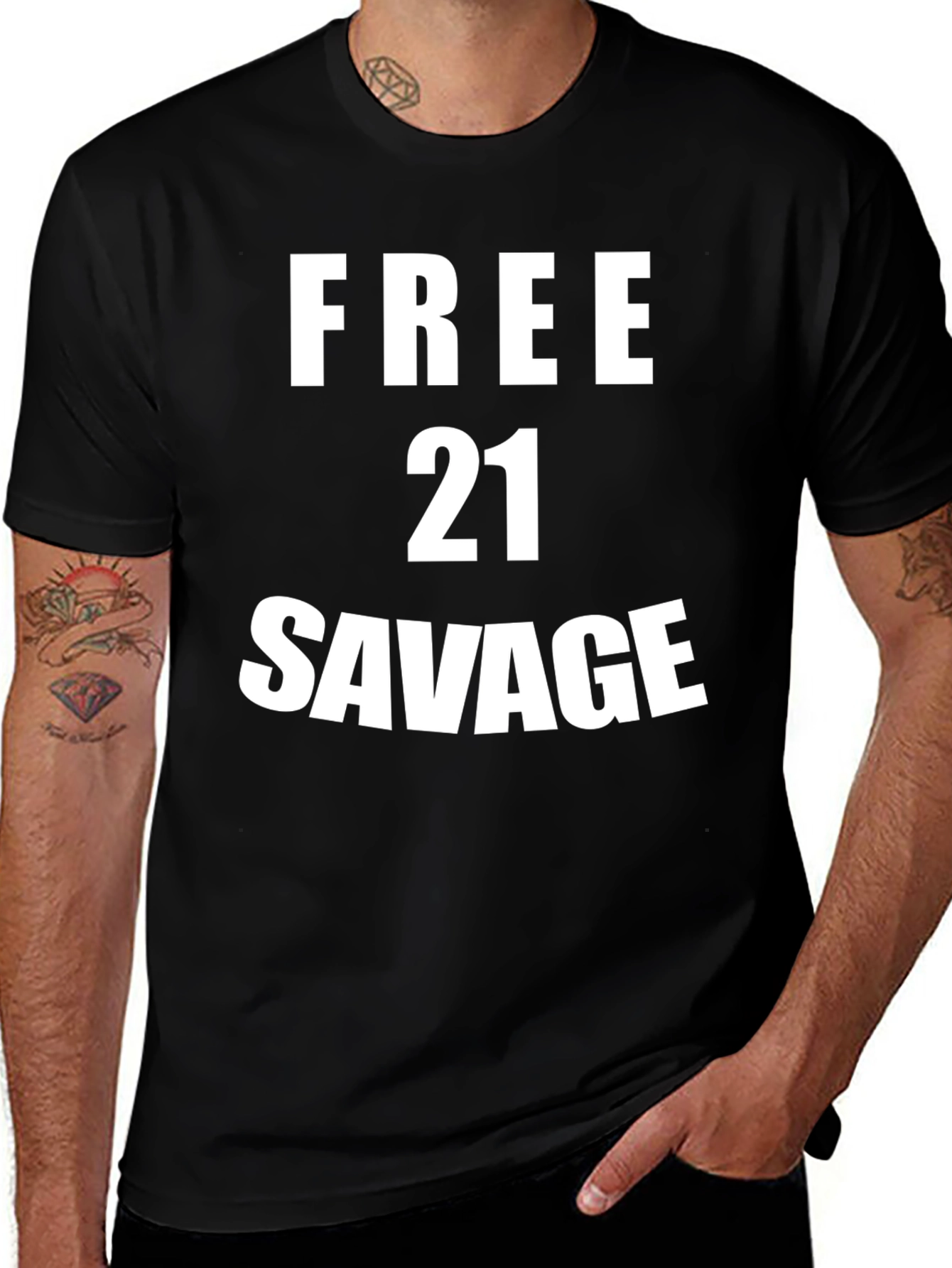 Free 21 Savage Graphic T-Shirt Mens Black Tee