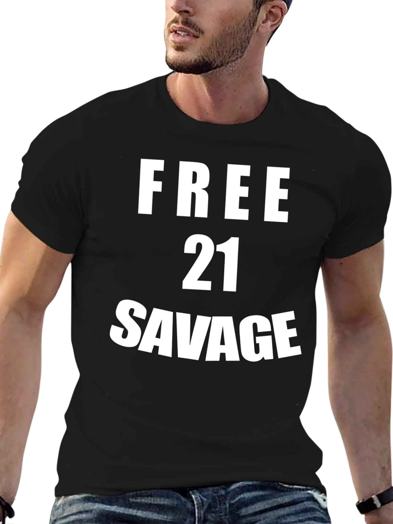 Free 21 Savage Graphic T-Shirt Mens Black Tee