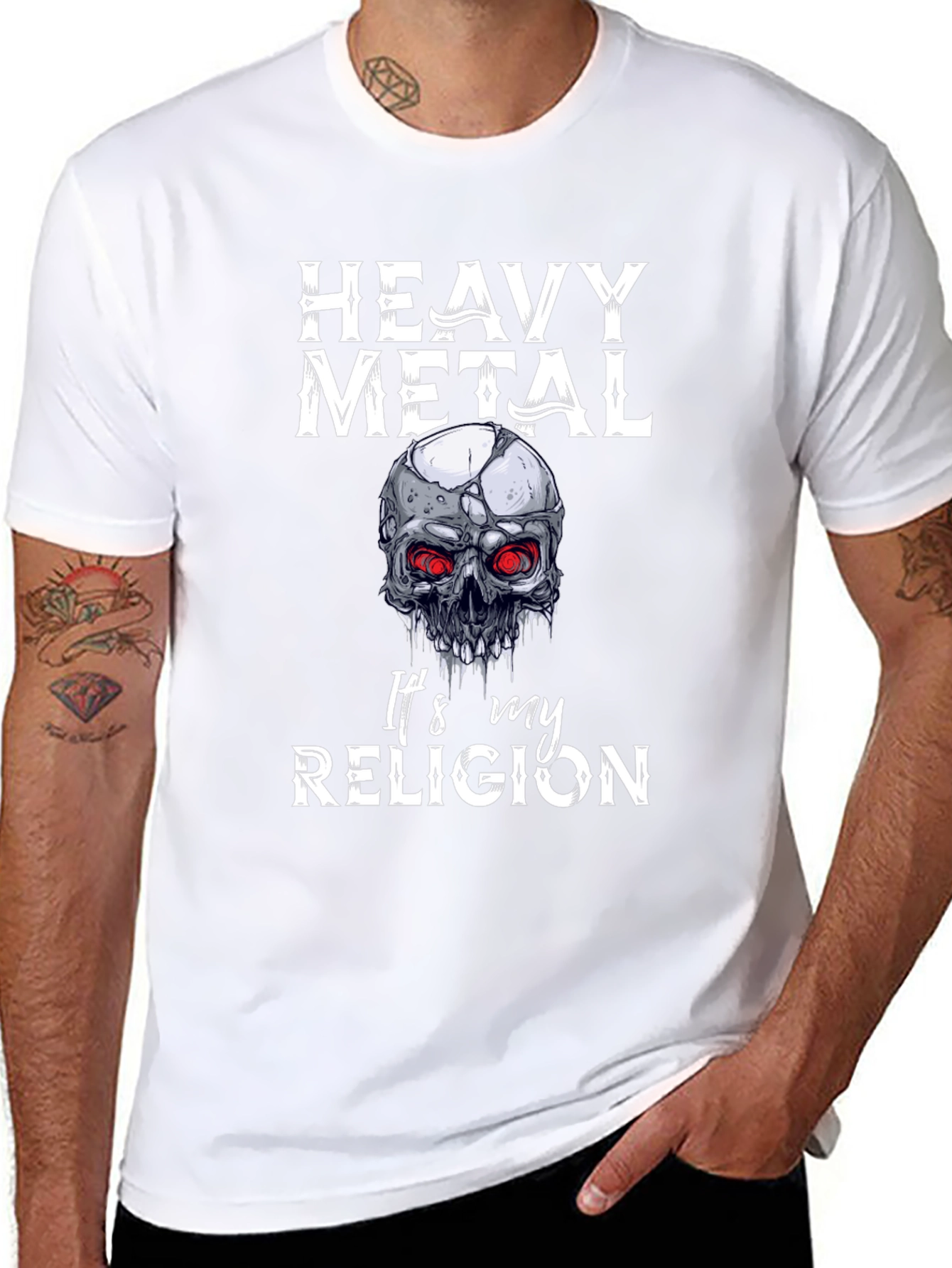 Heavy Metal Skull Graphic T-Shirt
