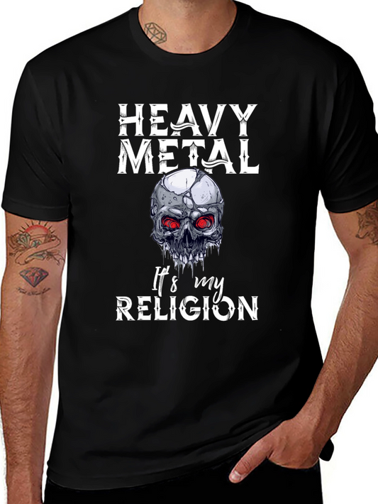 Heavy Metal Skull Graphic T-Shirt