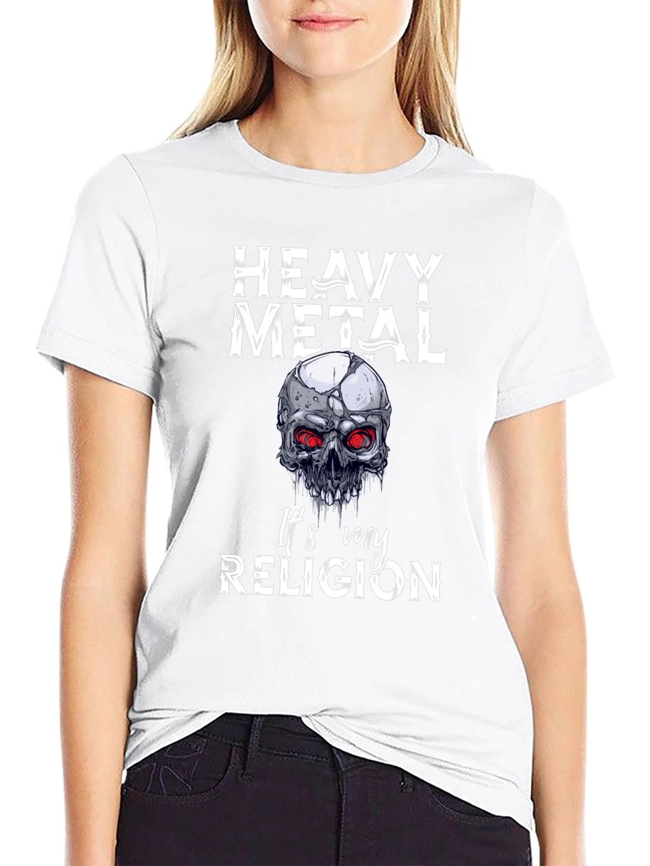 Heavy Metal Skull Graphic T-Shirt