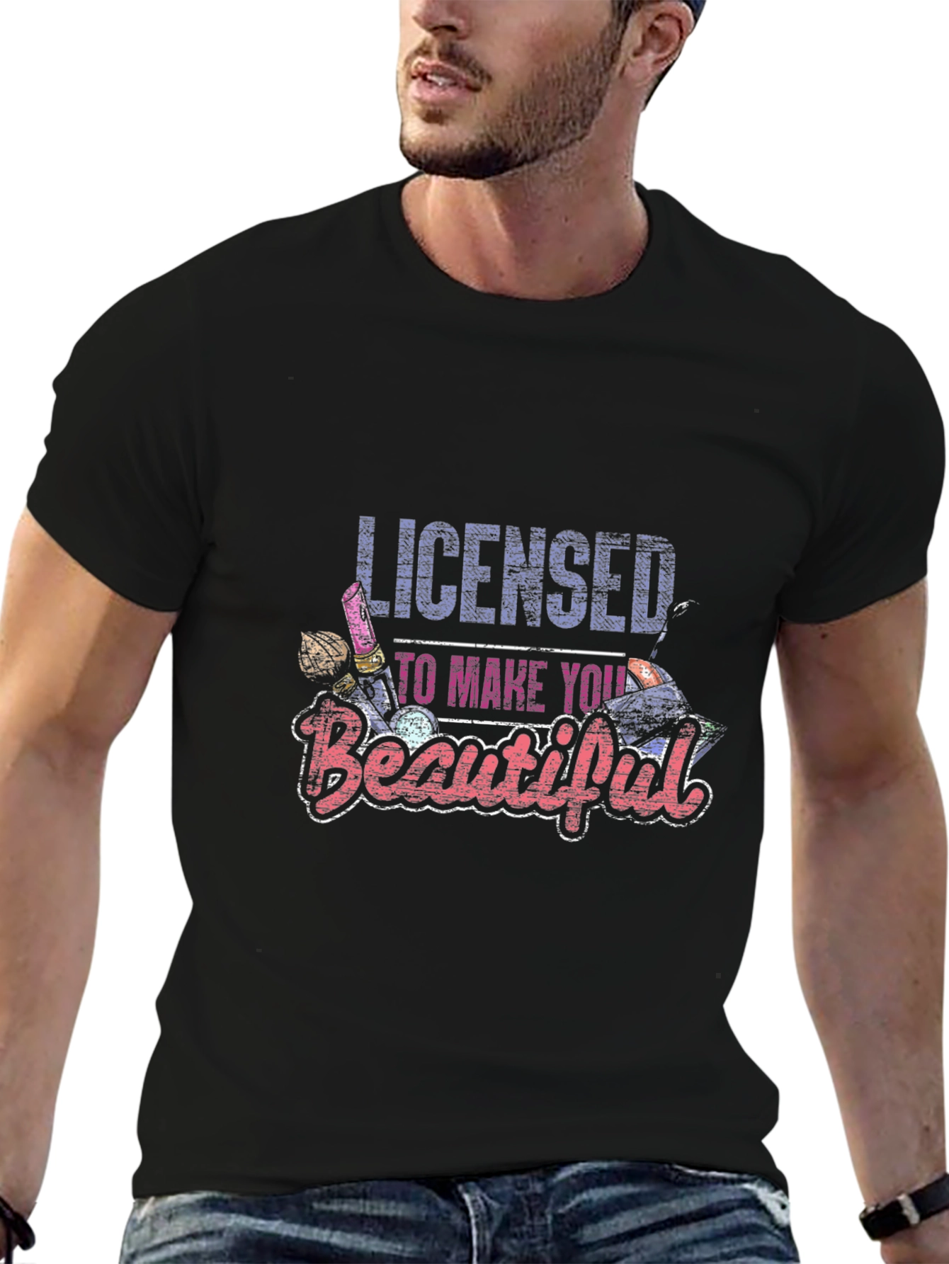 Licensed to Make You Beautiful Black Graphic Tee