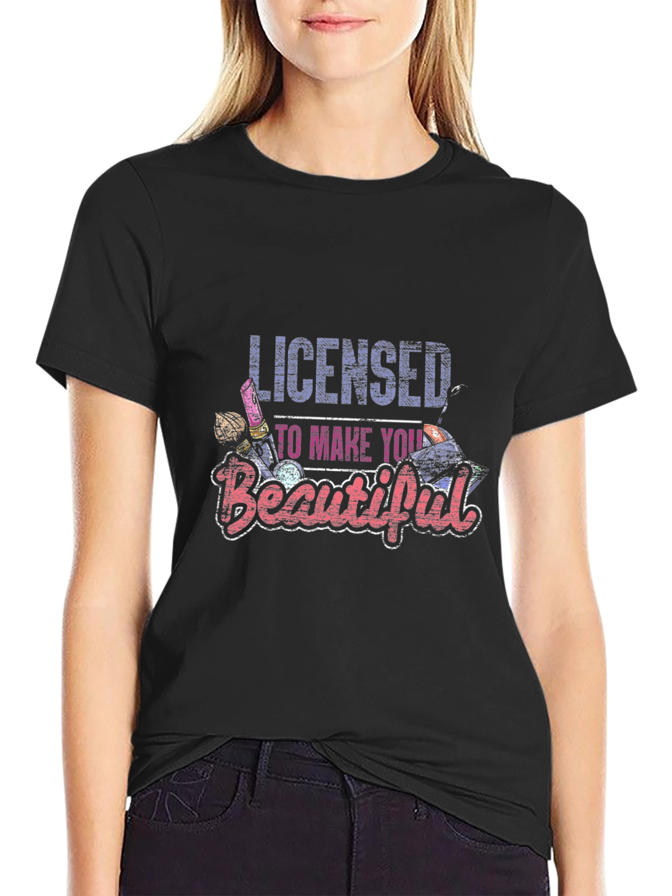 Licensed to Make You Beautiful Black Graphic Tee
