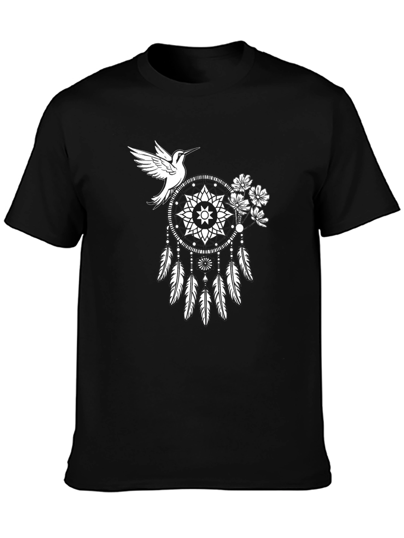 Dreamcatcher Bird Graphic Tee - Black